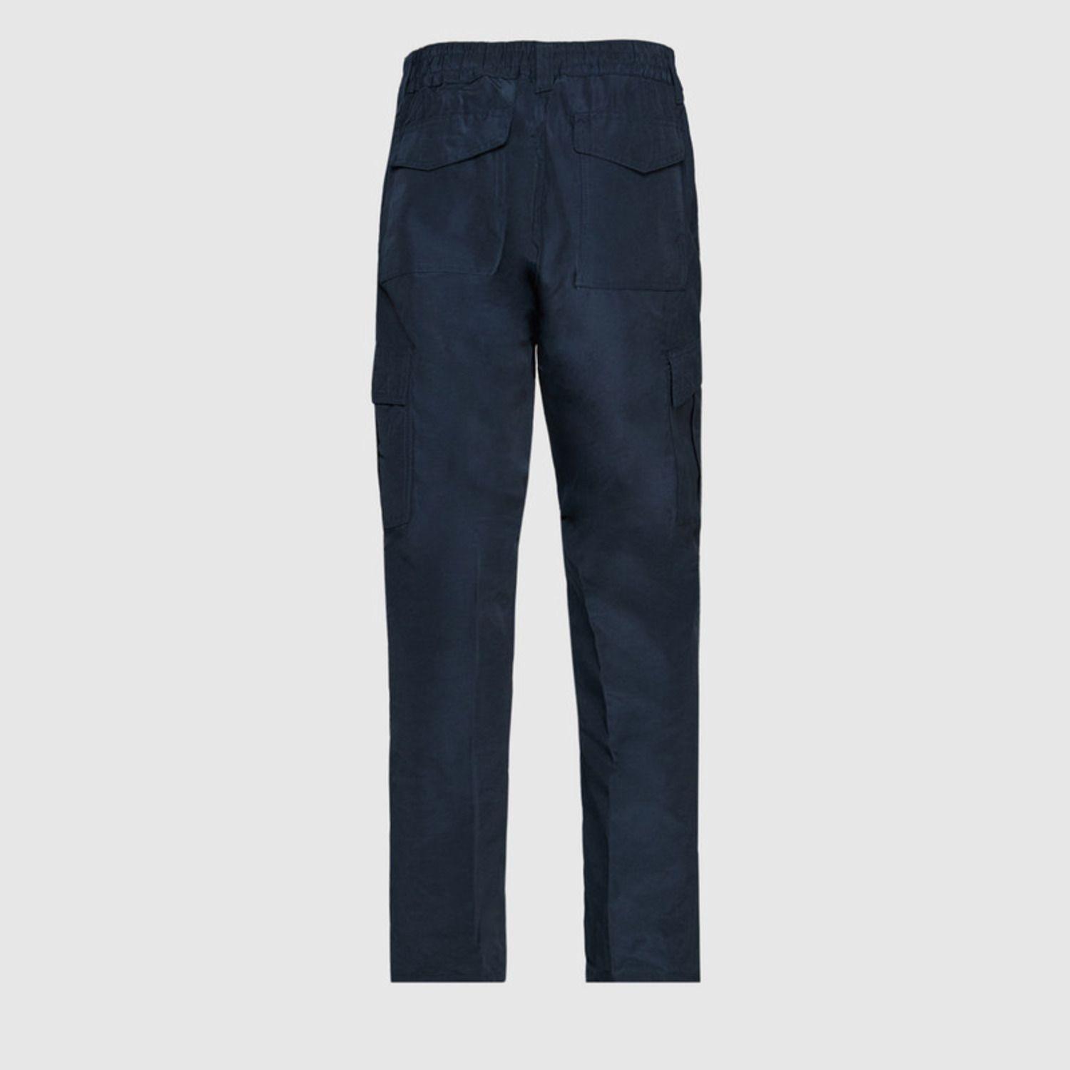 Pantalón Cargo Poplin Cintura Elasticada Azul marino-3