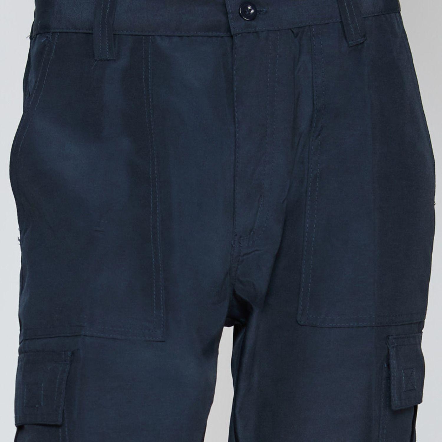 Pantalón Cargo Poplin Cintura Elasticada Azul marino-4