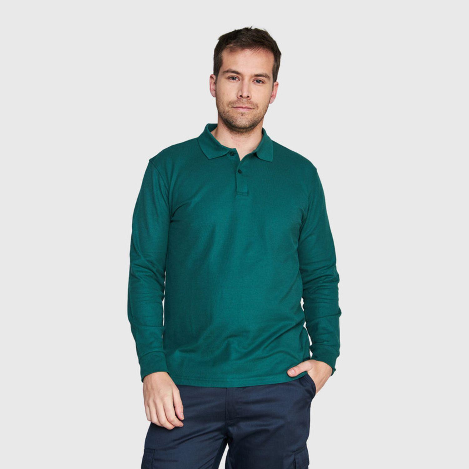 Polera Pique T/C Ml Hombre Verde musgo-0