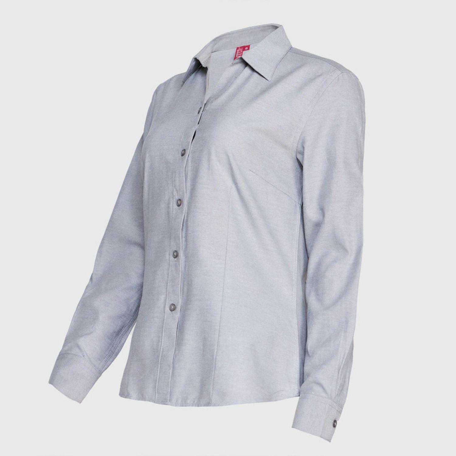 Blusa Oxford Cuello V M/L Gris oscuro-2