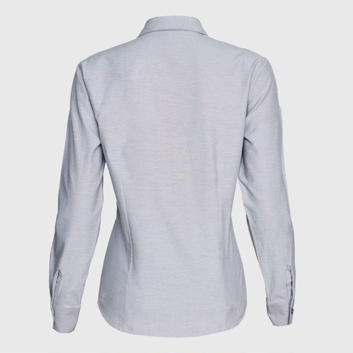 Blusa Oxford Cuello V M/L Gris oscuro-3