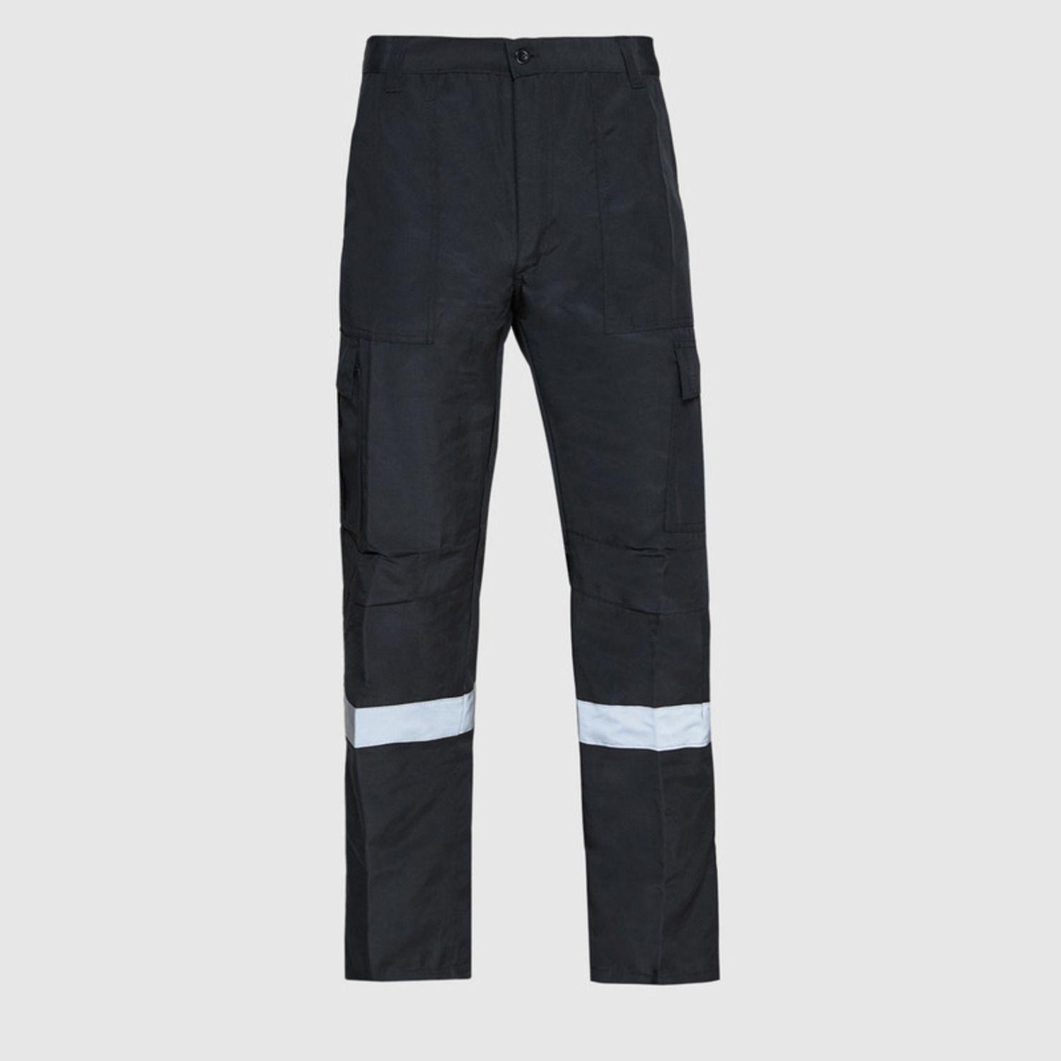 Pantalón Cargo Poplin Reflectante Cintura Elastica Negro-1