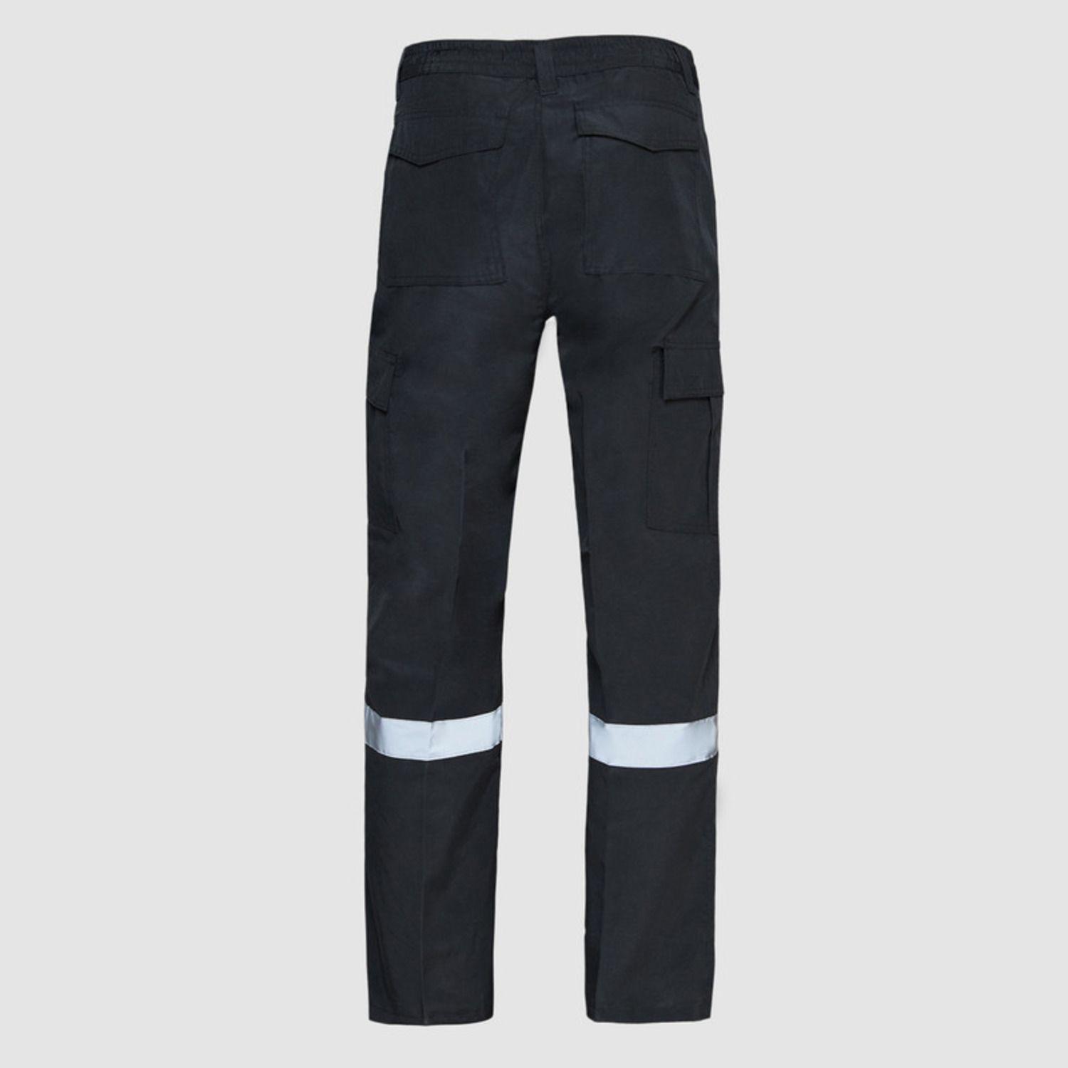 Pantalón Cargo Poplin Reflectante Cintura Elastica Negro-3