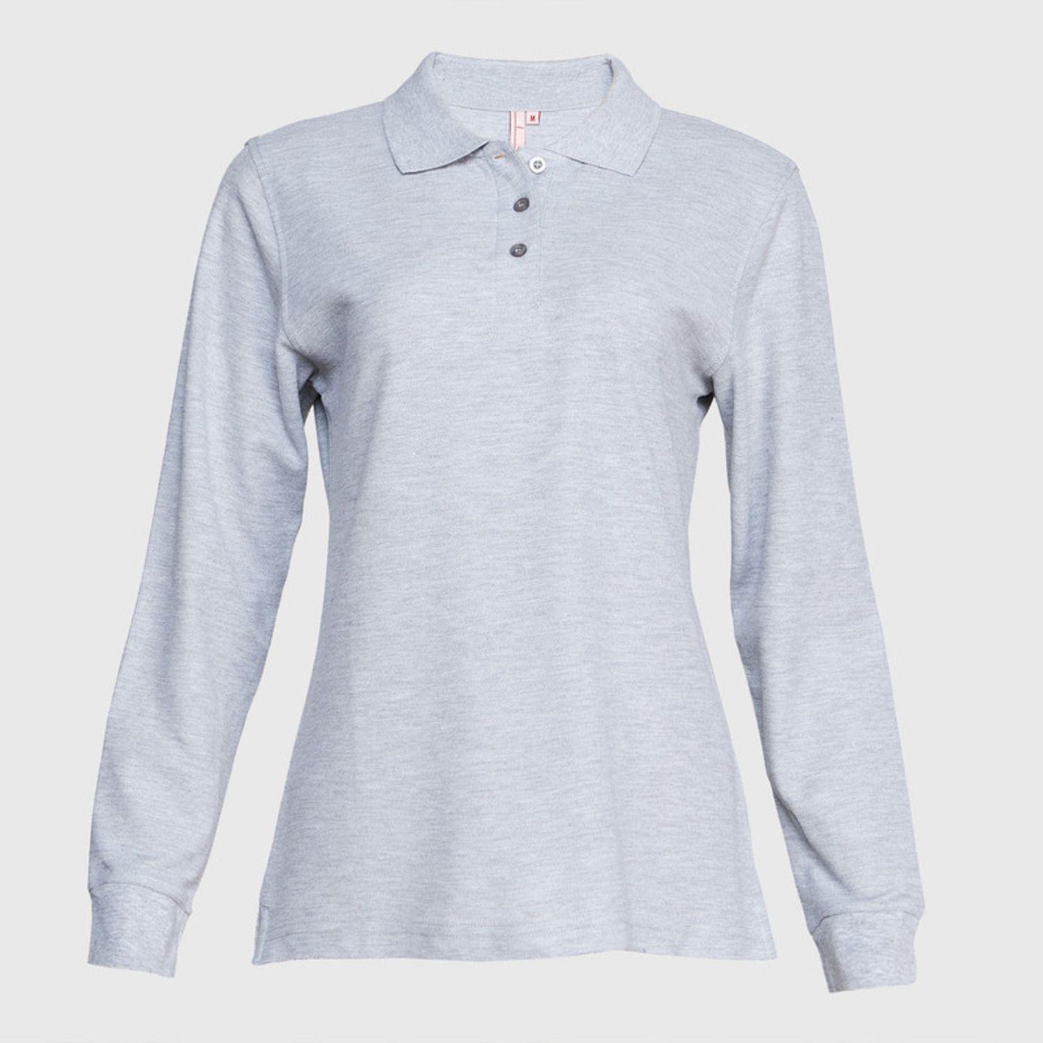 Polera Pique Tc Ml Mujer Gris oscuro-1
