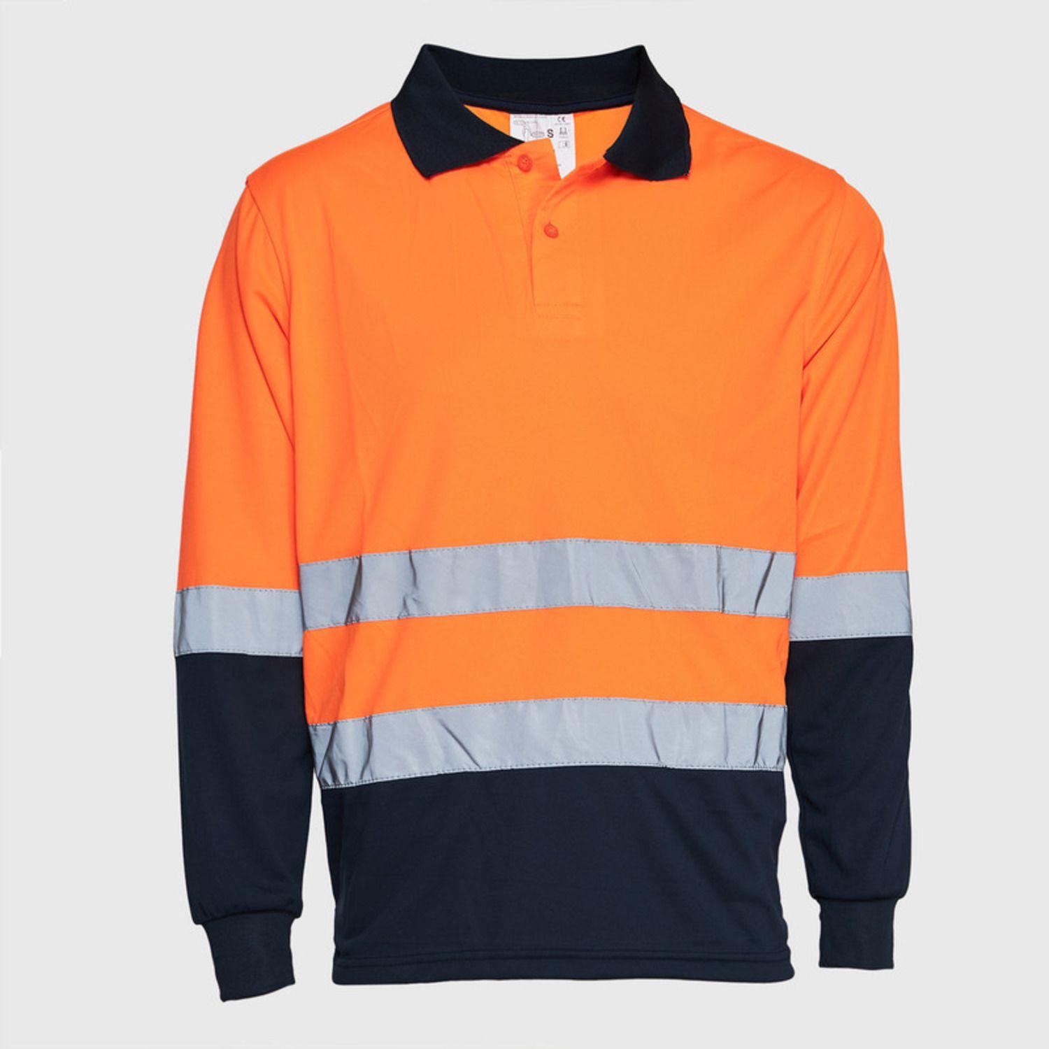 Polera Alta Visibilidad Ml Cuello Camisero Naranja-1