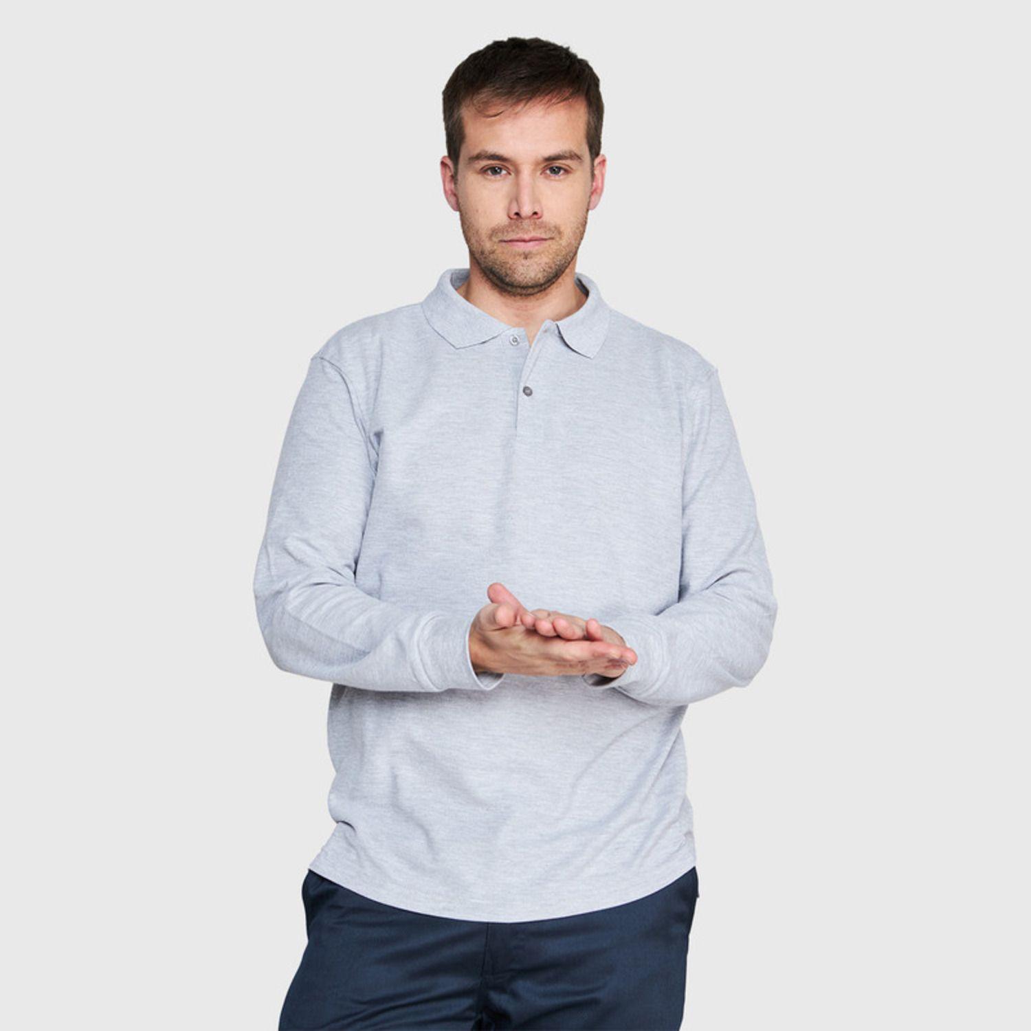 Polera Pique T/C Ml Hombre Gris oscuro-0
