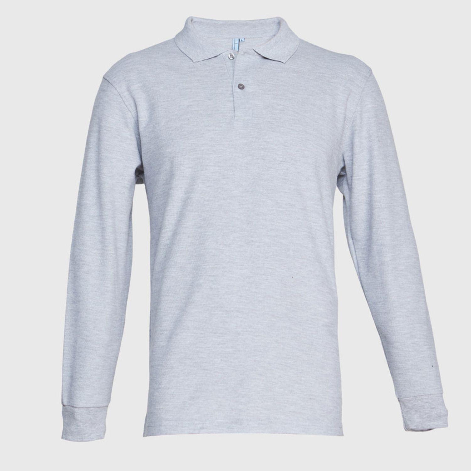 Polera Pique T/C Ml Hombre Gris oscuro-1