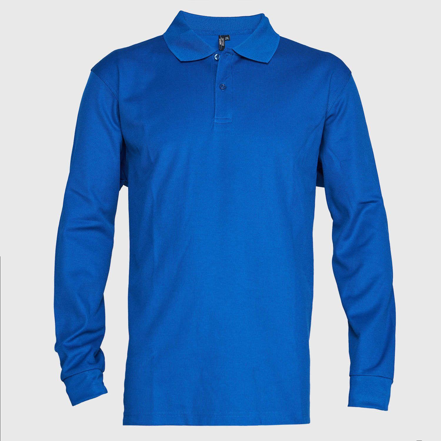 Polera Ml Hombre Waffle  Azul-0