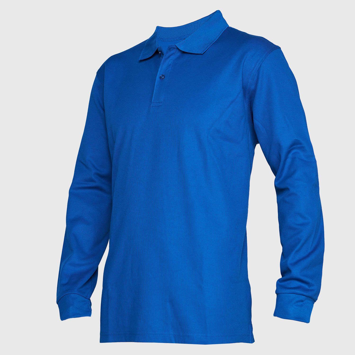 Polera Ml Hombre Waffle  Azul-1