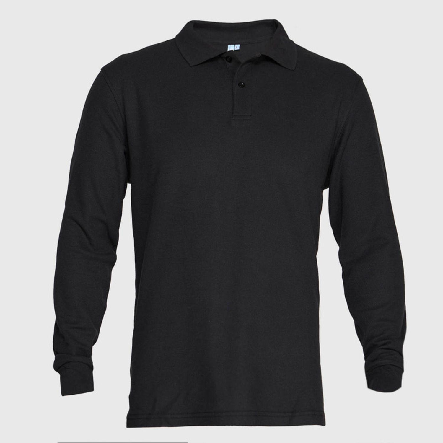 Polera Pique T/C Ml Hombre Negro-1