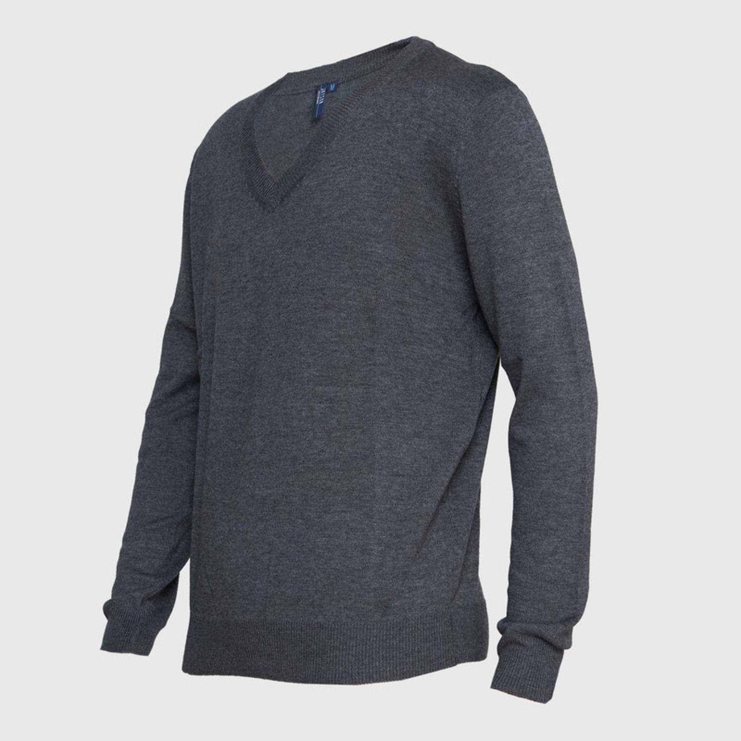 Sweater Cuello V Unisex M/L Gris oscuro-1