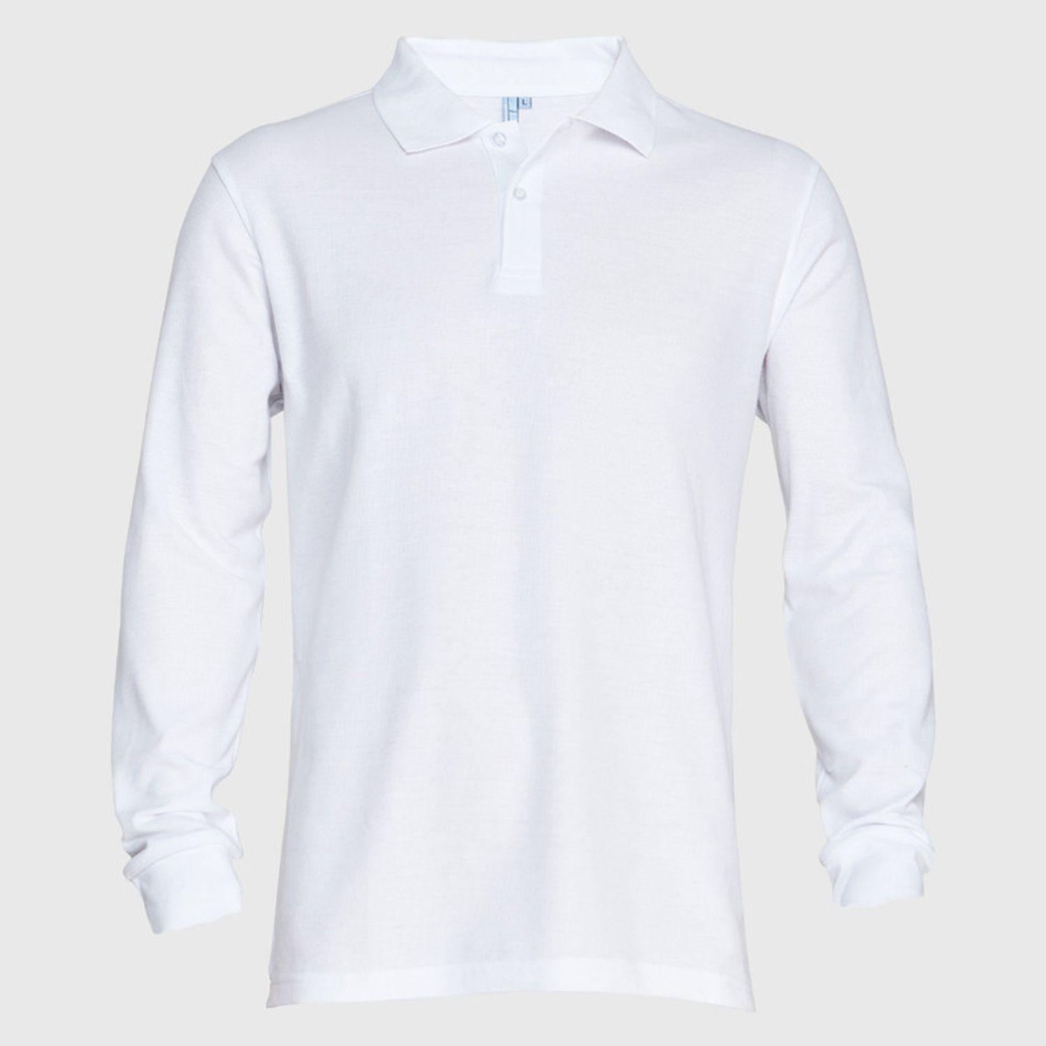 Polera Pique T/C Ml Hombre Blanco-0