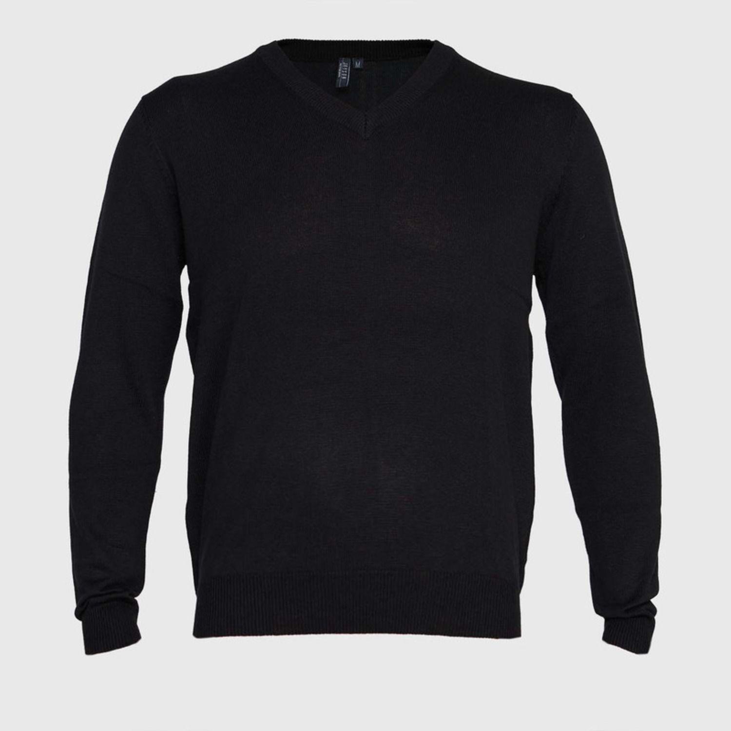 Sweater Cuello V Unisex M/L Negro-0