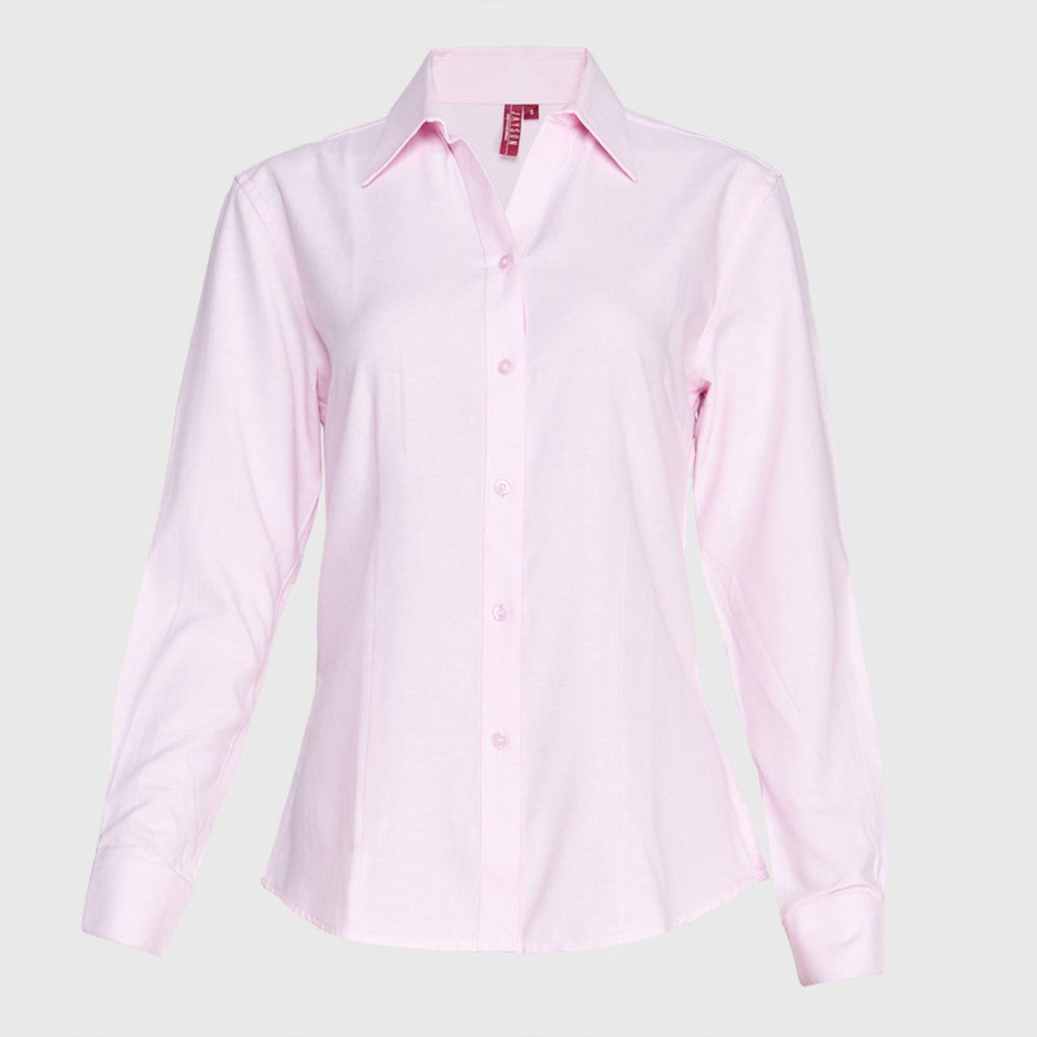 Blusa Oxford Cuello V M/L Rosado-1