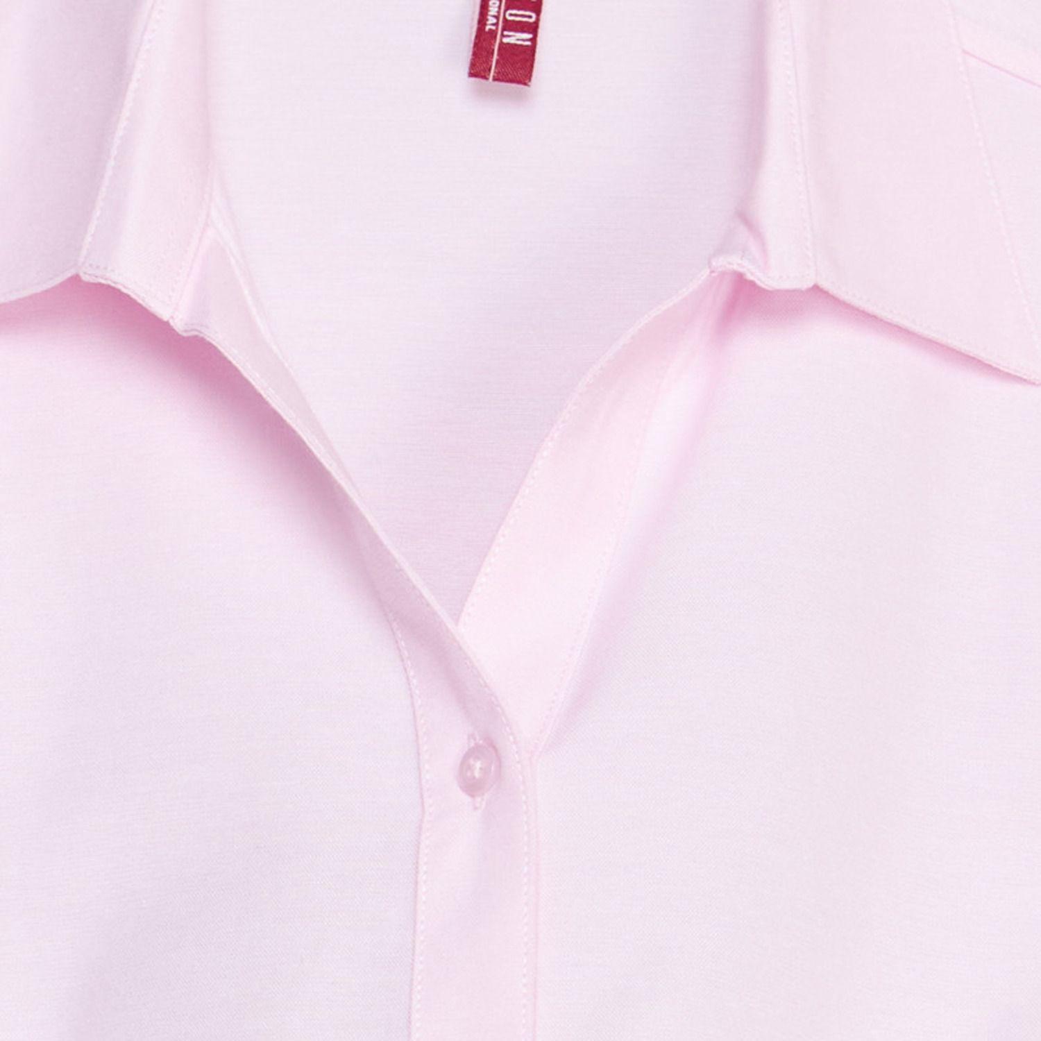 Blusa Oxford Cuello V M/L Rosado-4