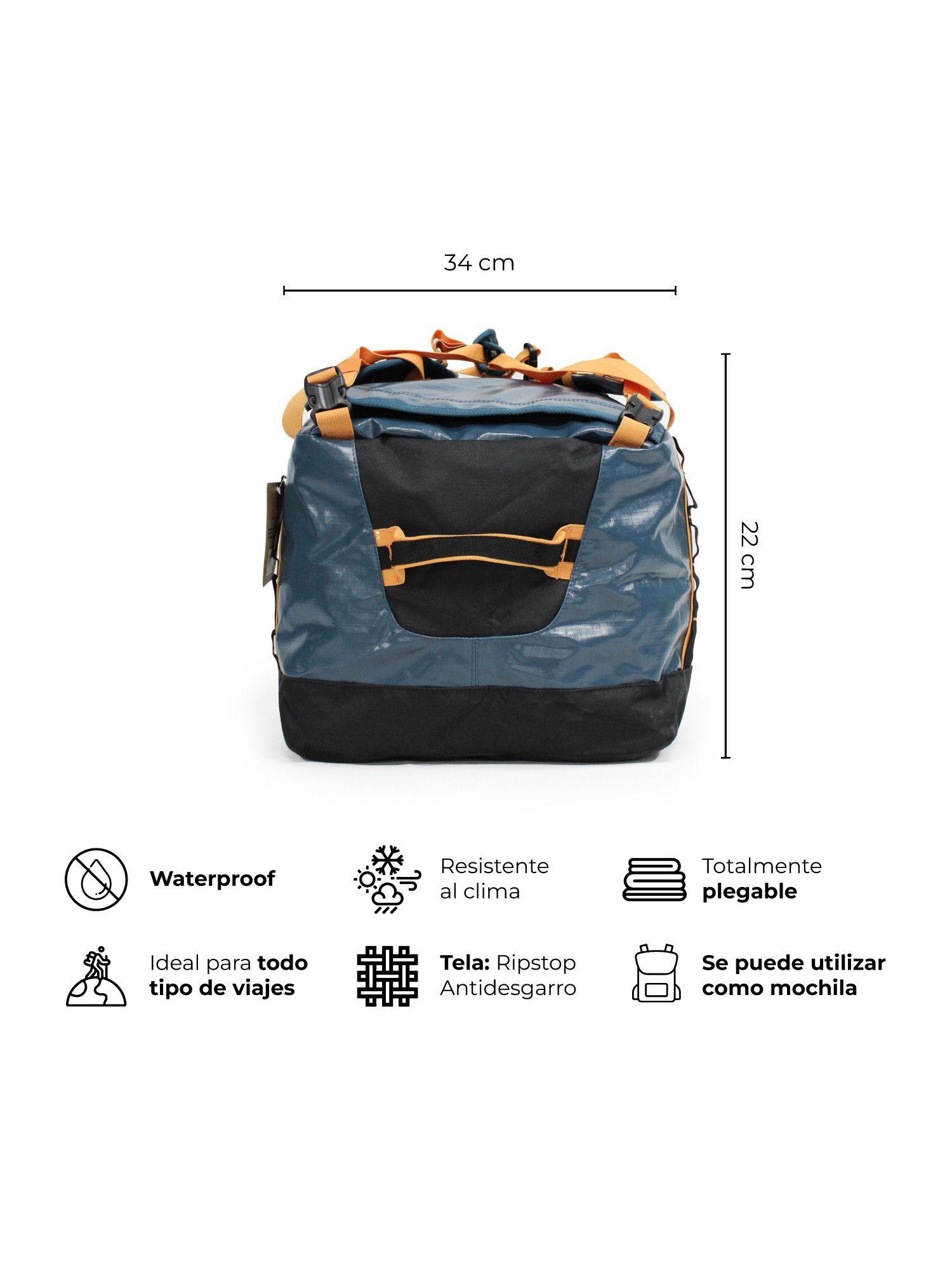 Bolso Mochila Impermeable Kano Outdoor 60L Plegable Azul-3