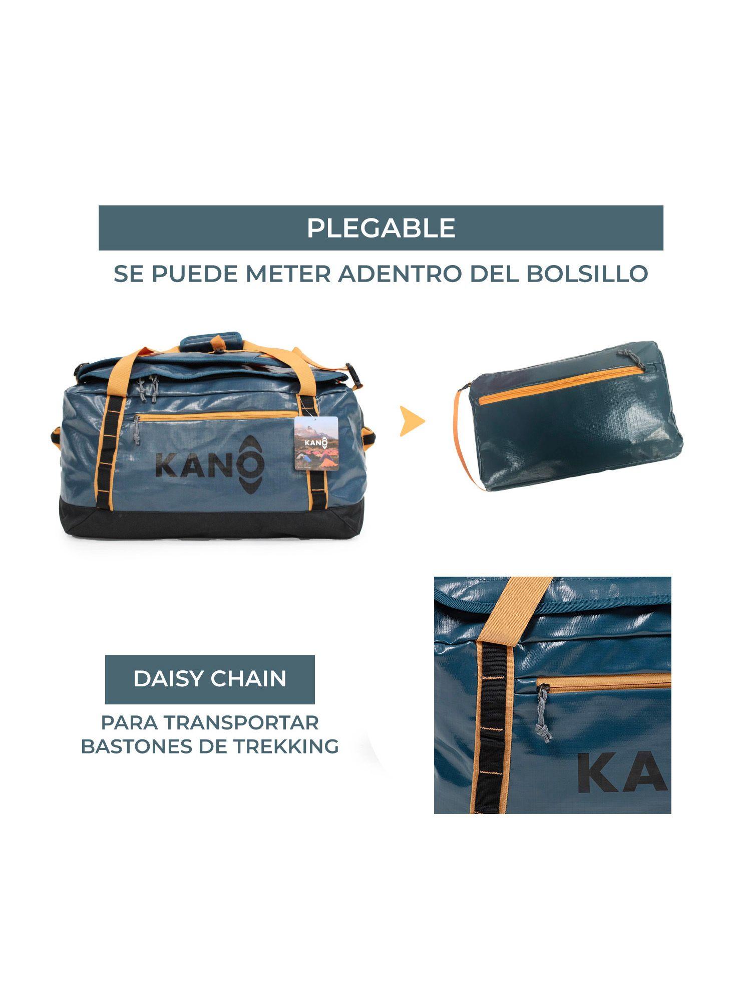 Bolso Mochila Impermeable Kano Outdoor 60L Plegable Azul-6