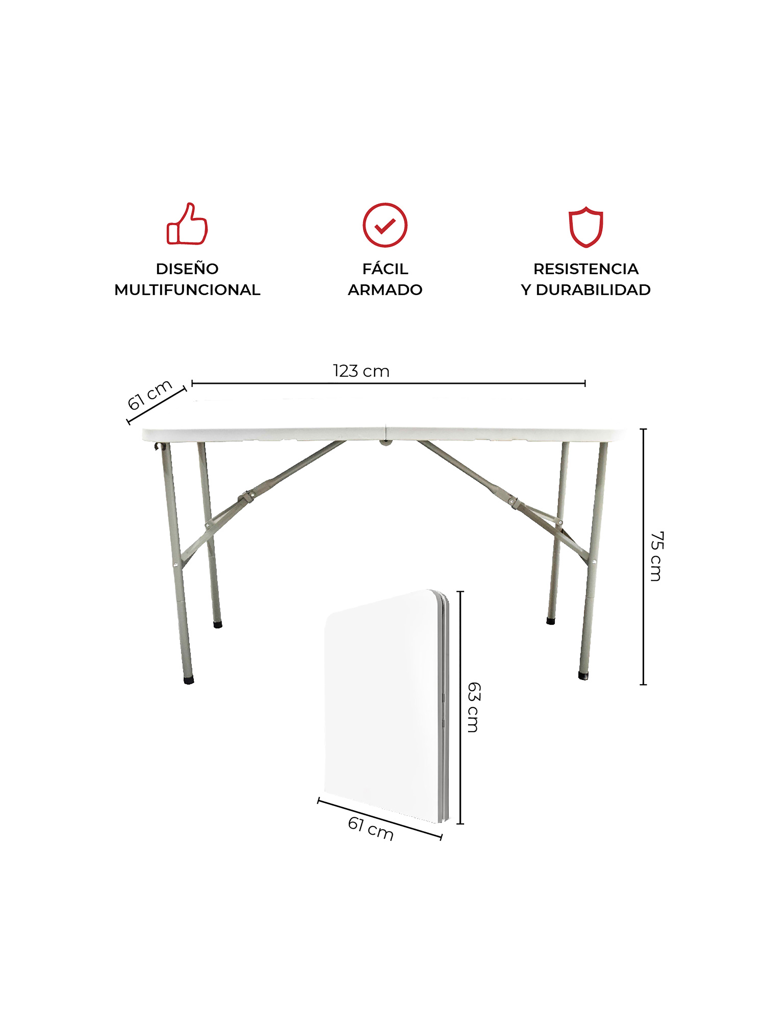 Mesa Plegable 120 cm Kano Maleta Para Camping y Picnic-2