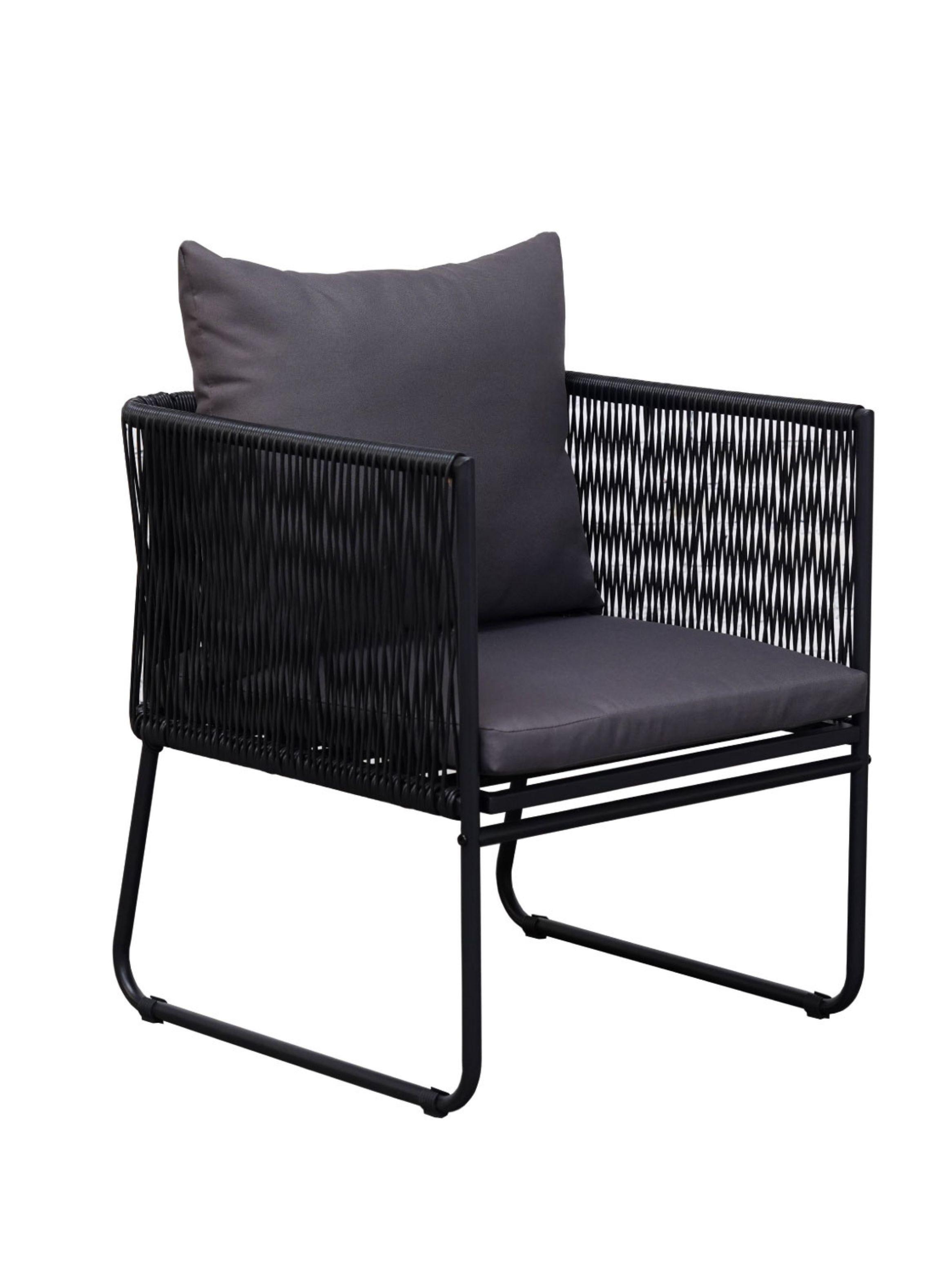 Juego de Terraza Kiri Relan Living Exterior Mesa y Sillas Ratán y Acero Color Negro-2