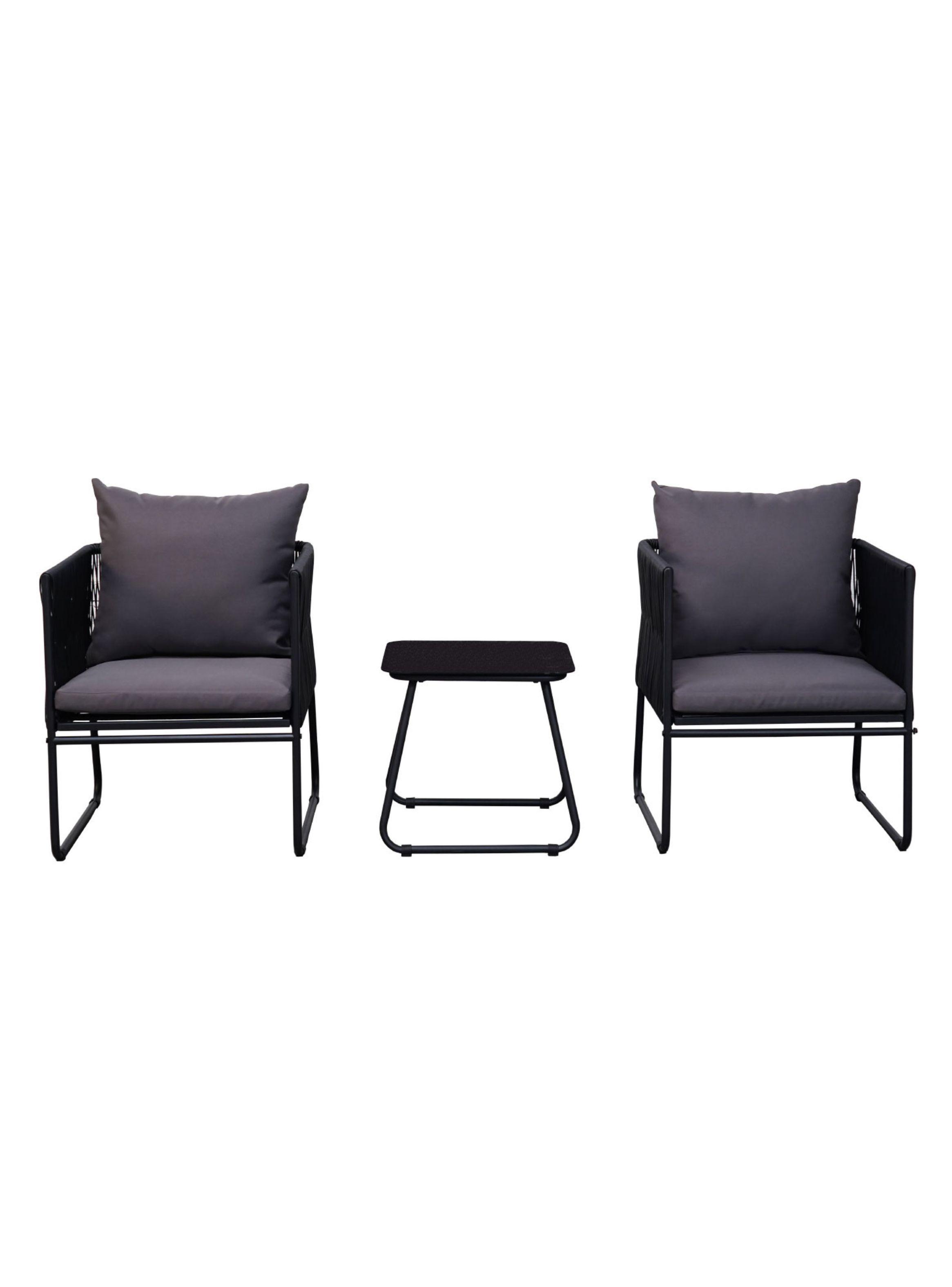 Juego de Terraza Kiri Relan Living Exterior Mesa y Sillas Ratán y Acero Color Negro-4