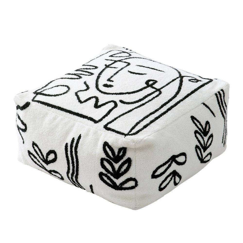 Pouf / Puff Cubo Bordado Minimalista Relan-0