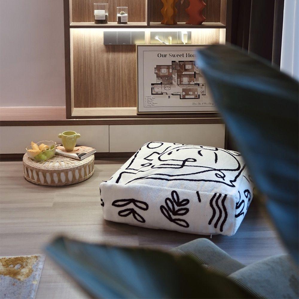 Pouf / Puff Cubo Bordado Minimalista Relan-4