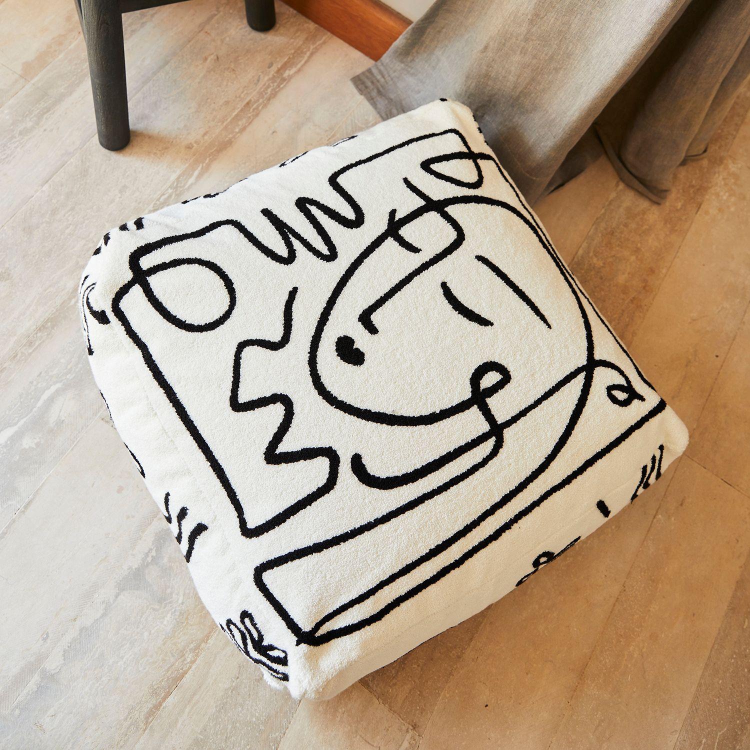 Pouf / Puff Cubo Bordado Minimalista Relan-5