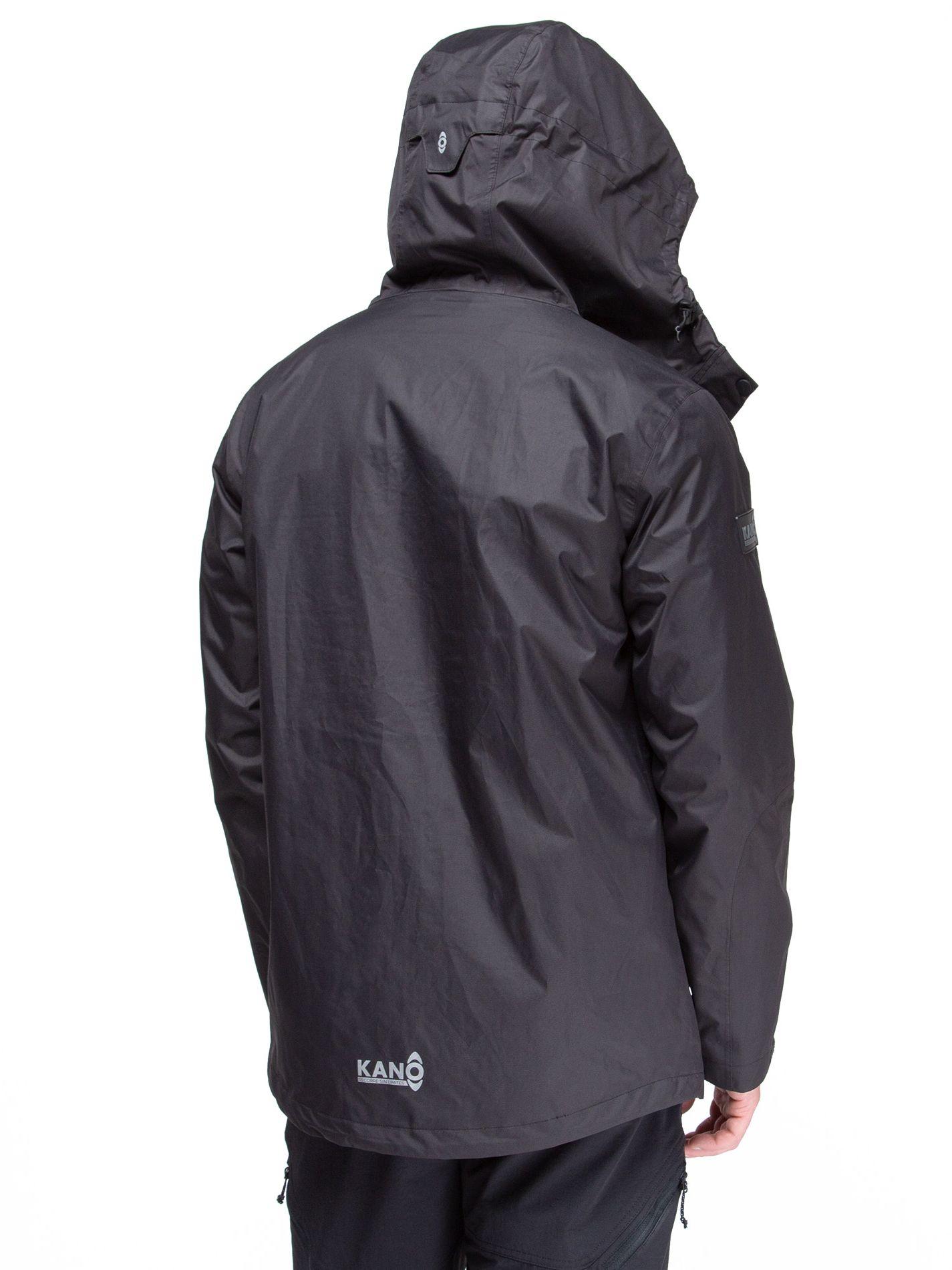 Chaqueta Cortavientos Impermeable Hombre Negro con Gorro-2