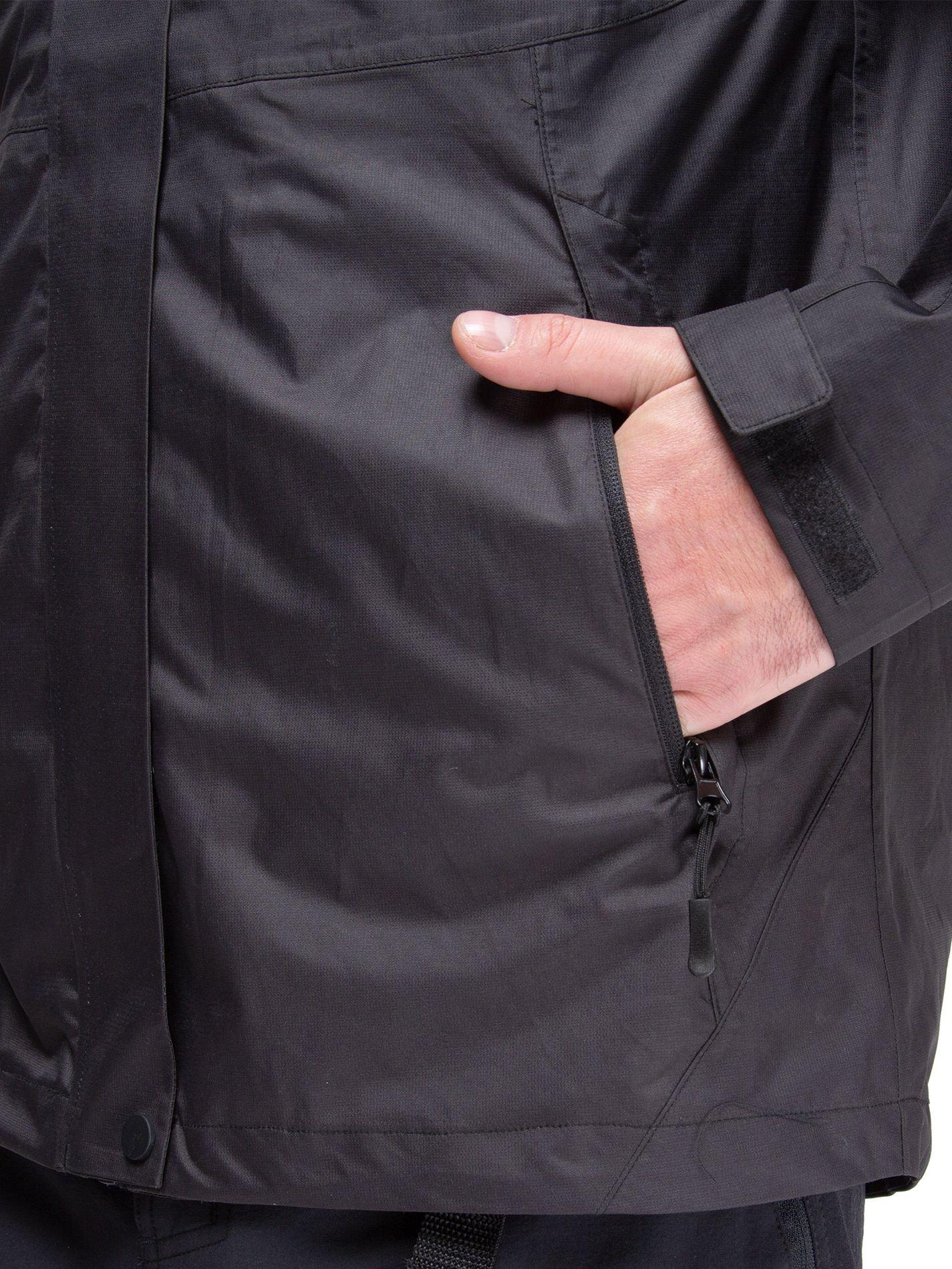 Chaqueta Cortavientos Impermeable Hombre Negro con Gorro-4