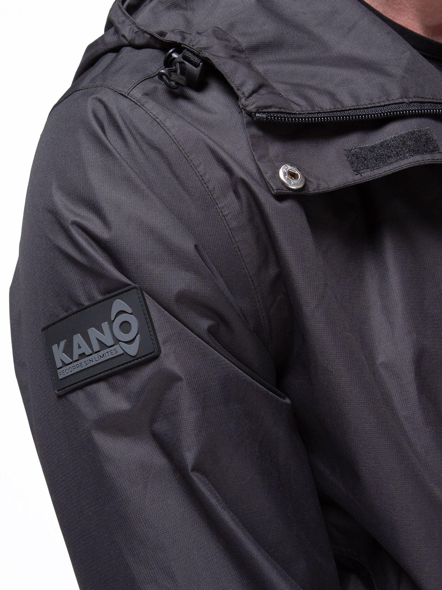 Chaqueta Cortavientos Impermeable Hombre Negro con Gorro-9