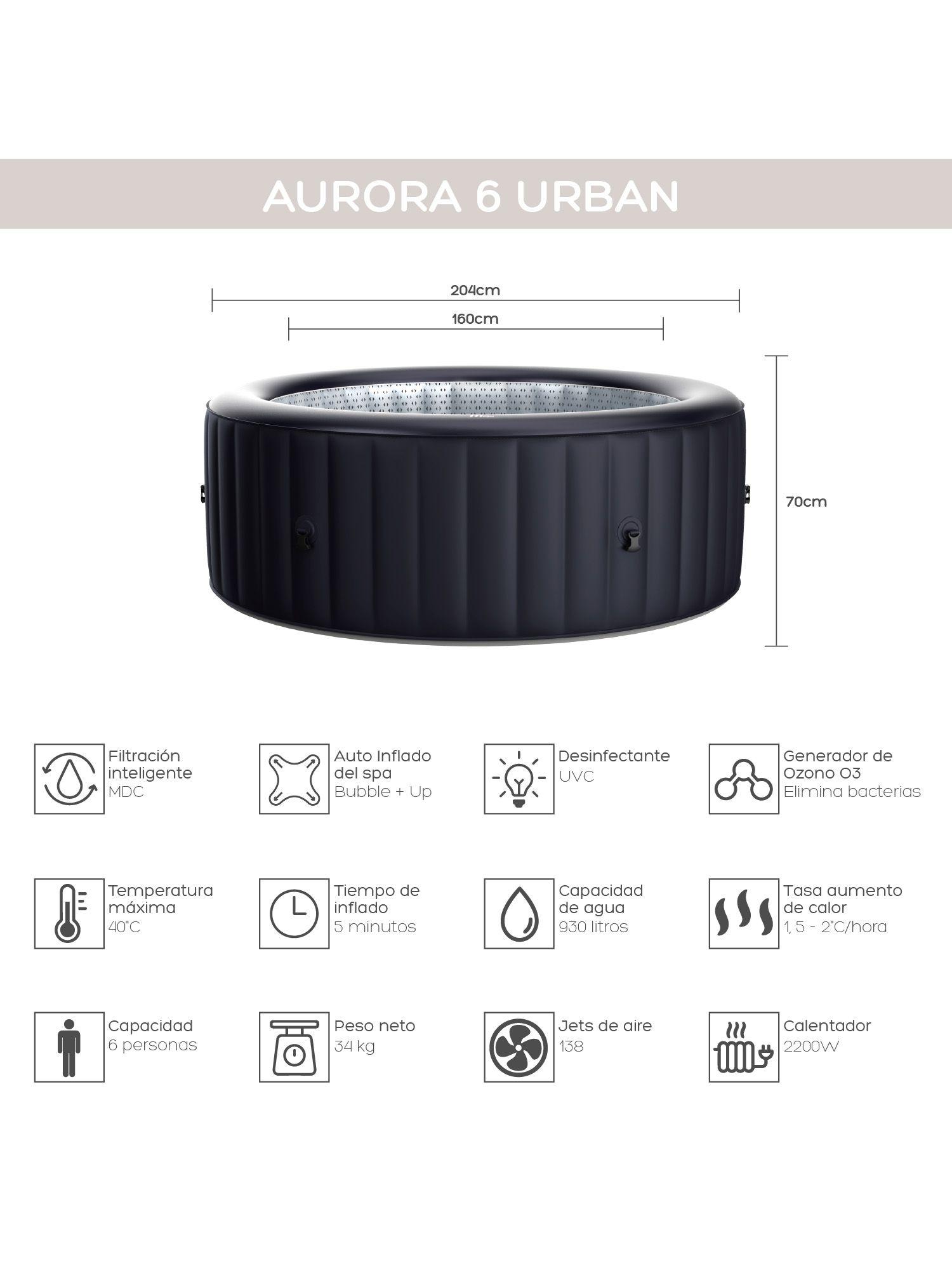 Hot Tub Inflable Aurora Urban Para 6 Personas MSpa-2