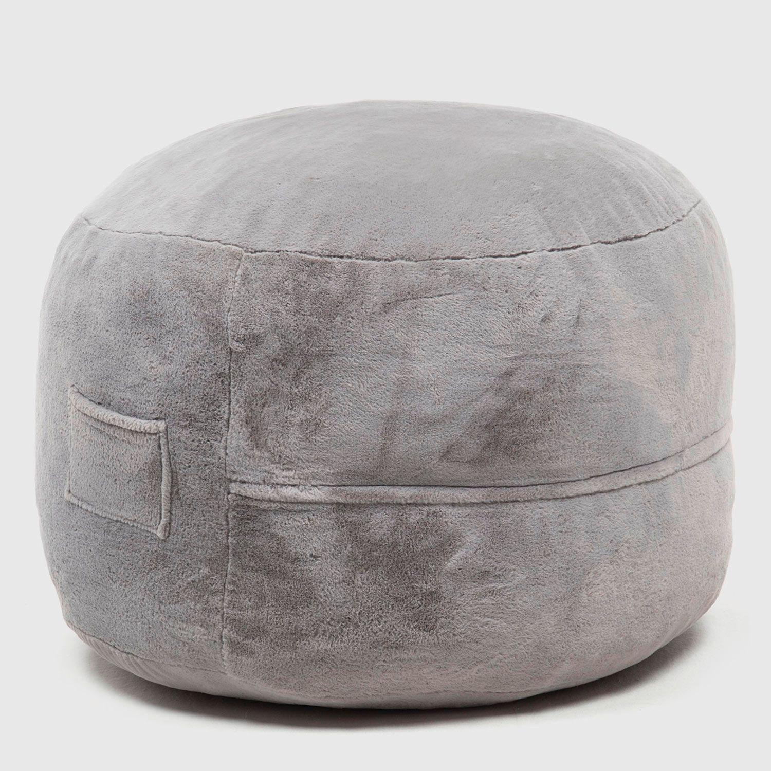 Pouf / Puff Faux Redondo Gris Suave Relan-0