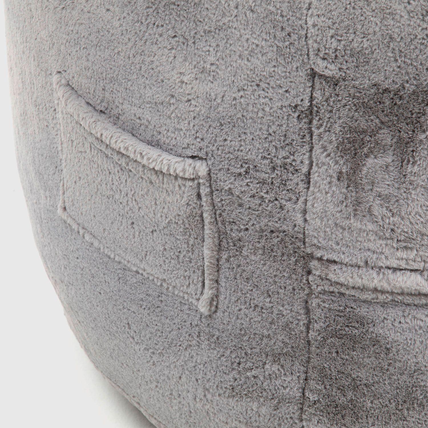 Pouf / Puff Faux Redondo Gris Suave Relan-1