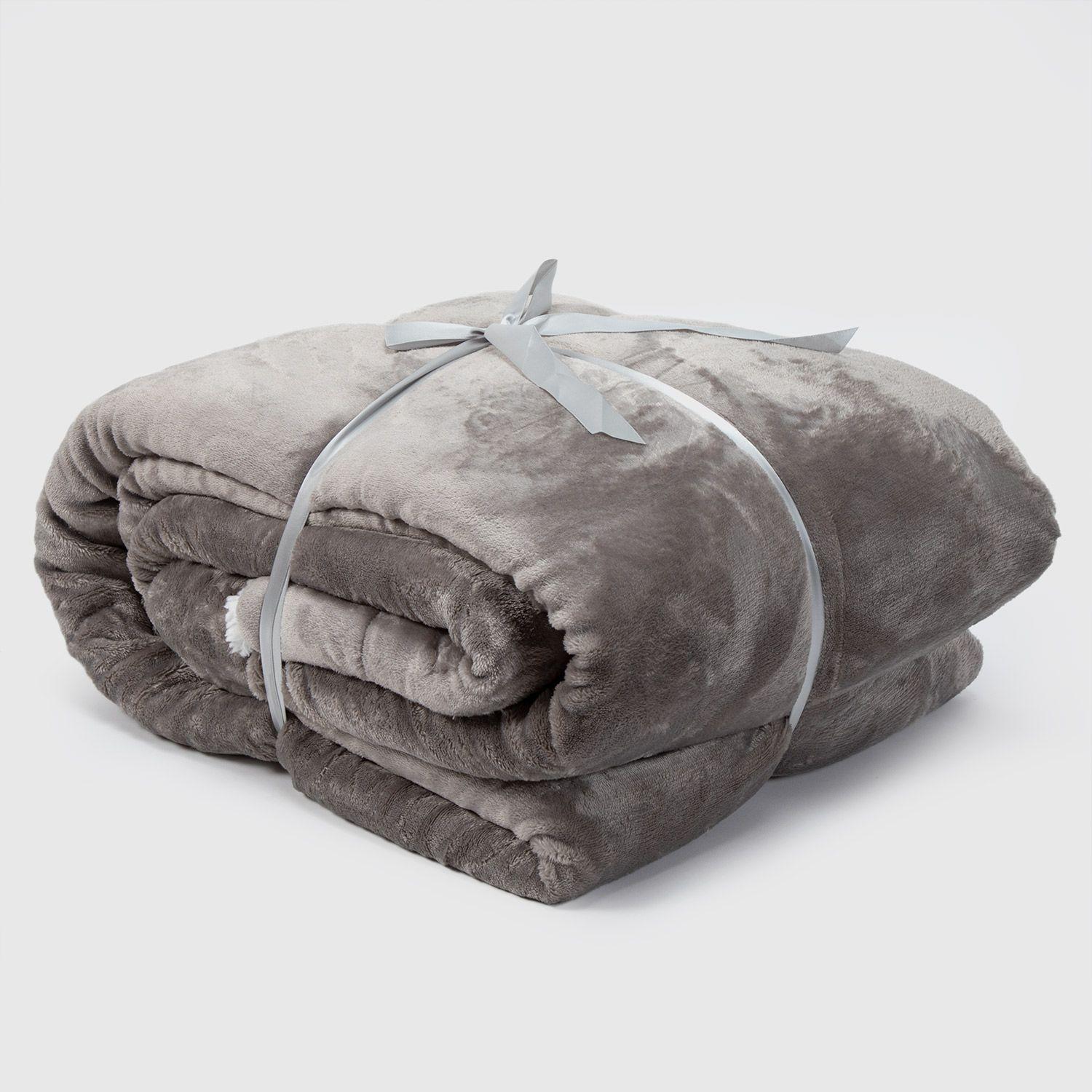 Manta Sherpa Polar Franela Gris Queen / Frazada Gris Relan-3