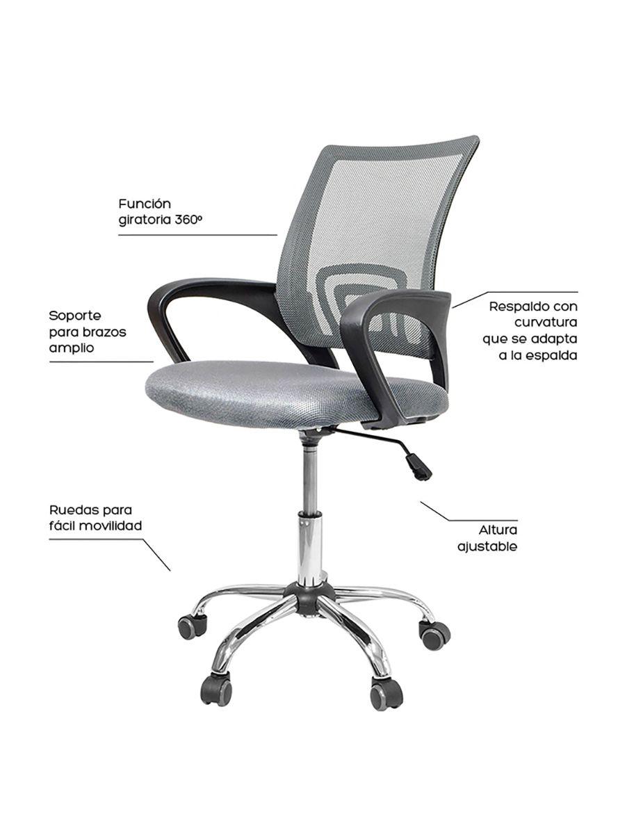 Silla de Oficina Mesh Relan Ergonómica Ejecutiva Gris-4