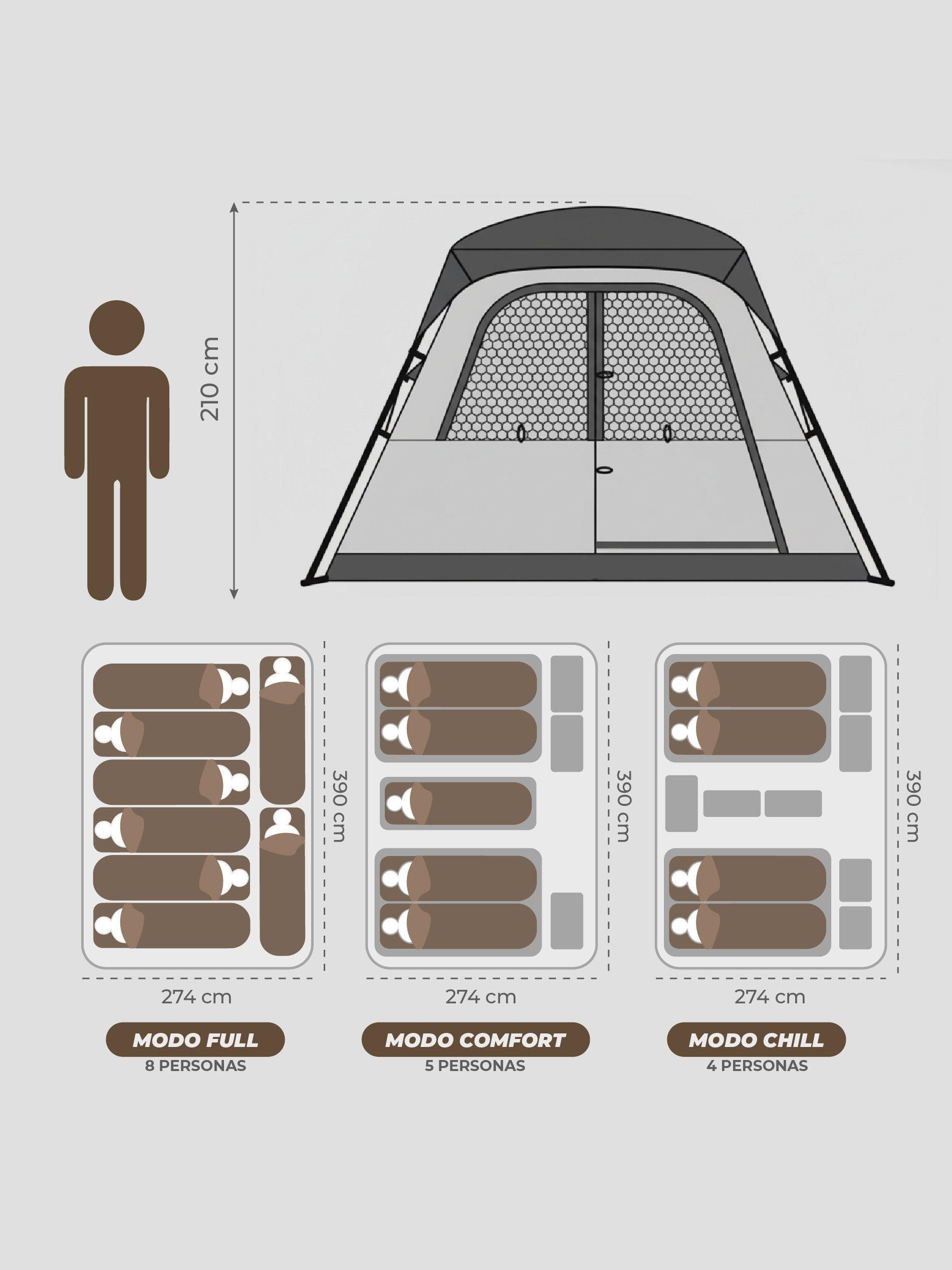 Carpa Colbun Kano Camping Automática 8 Personas Impermeable-2