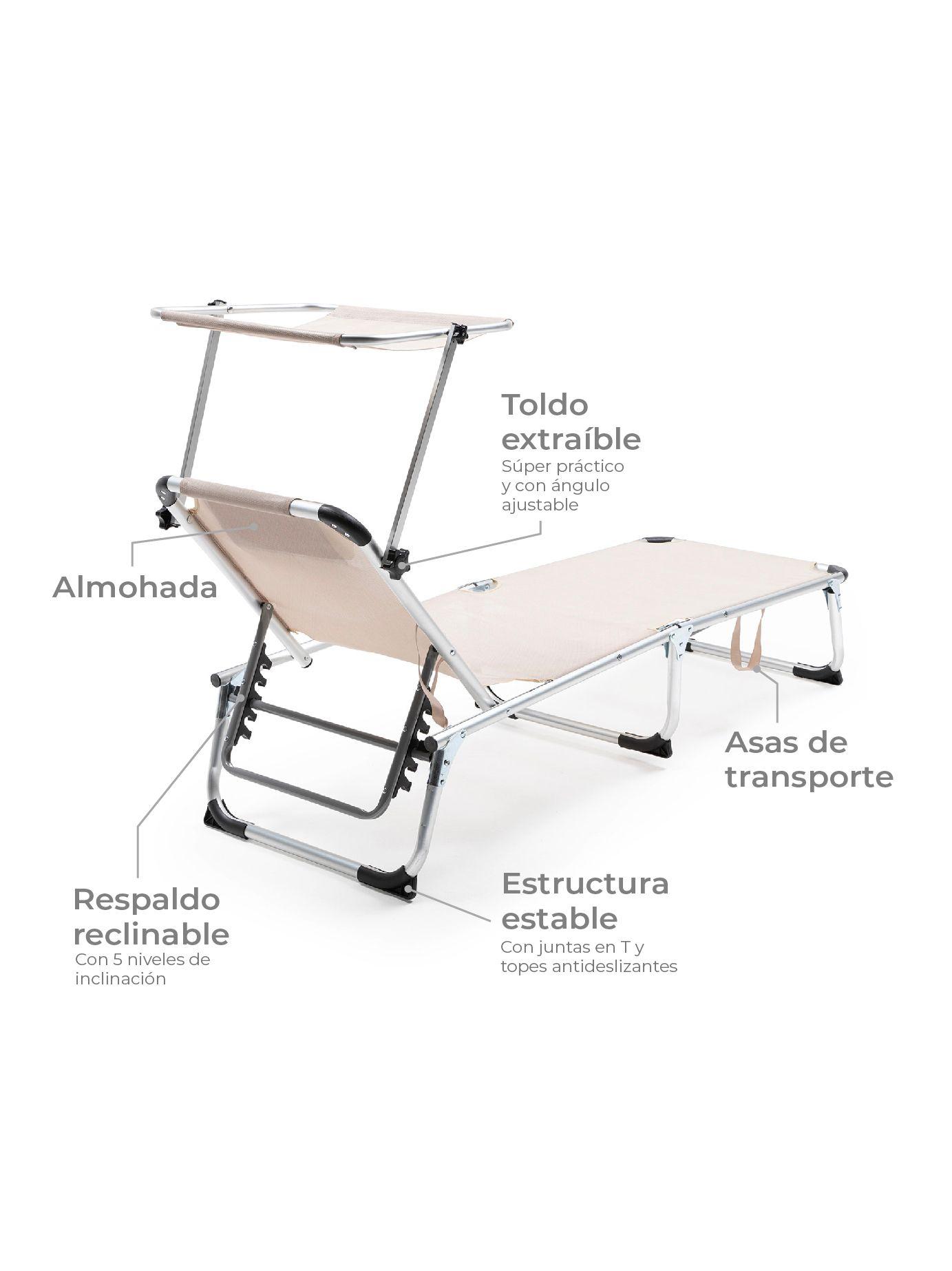 Reposera Plegable con Techo Relan Areia Reclinable-3