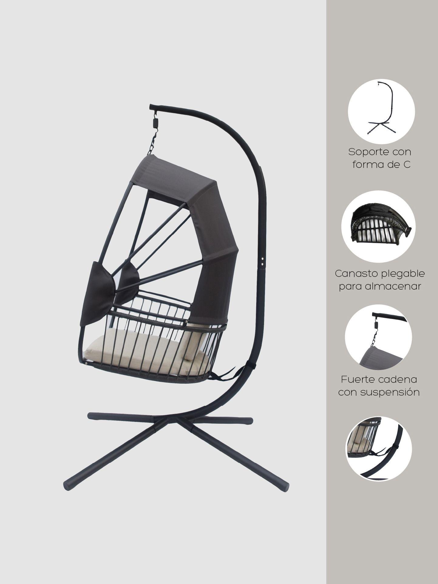 Silla Colgante Bali para Terraza con Base y Cojines-2