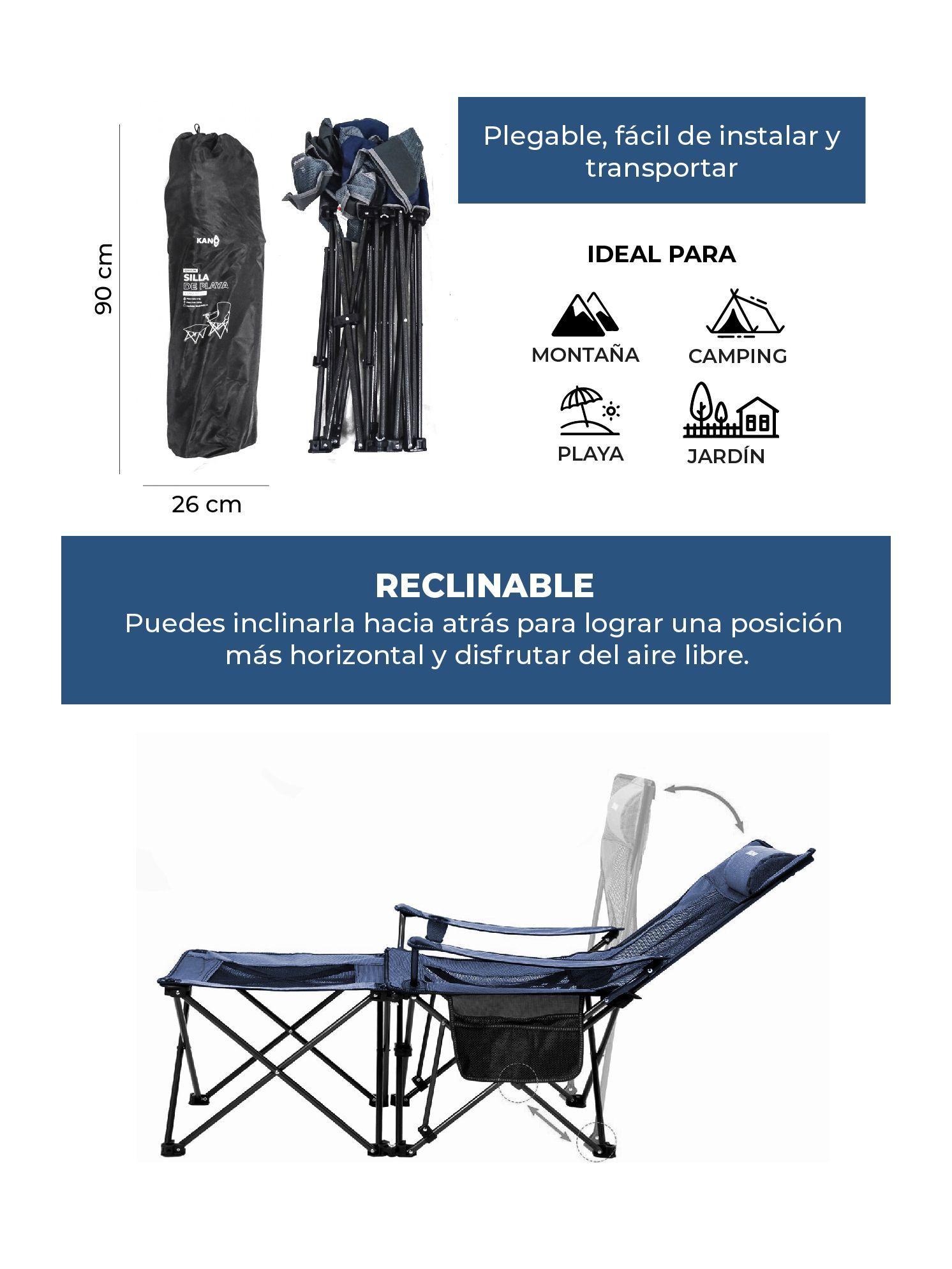 Silla de Camping 3 en 1 Kano Quillín Convertible Reposera-5