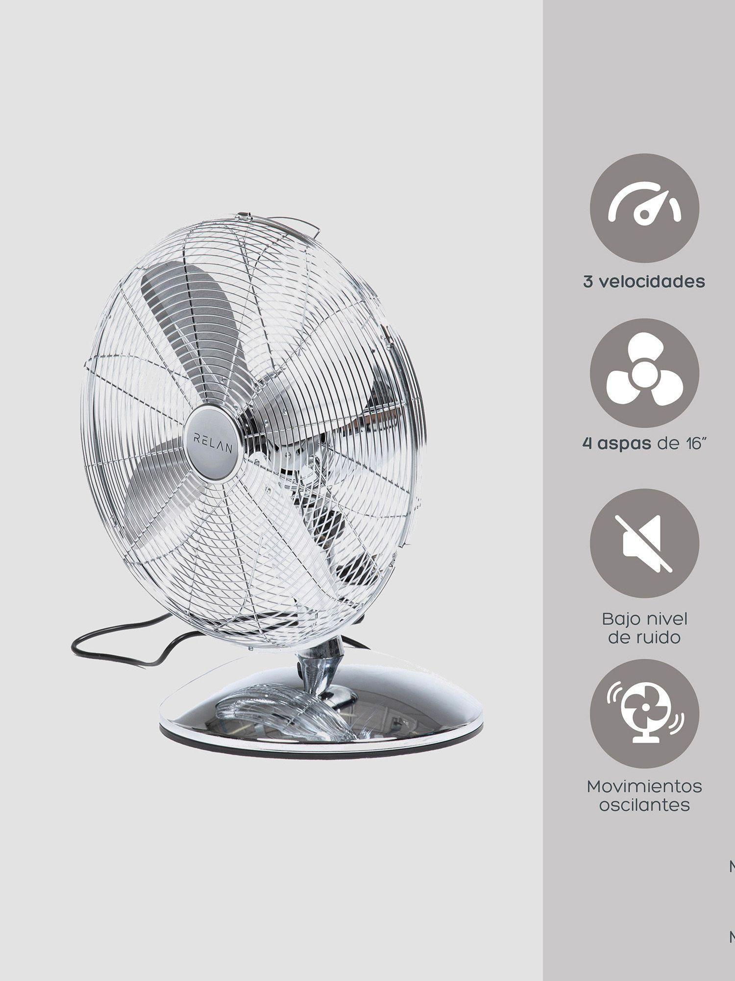Ventilador de Mesa Relan Silver Breeze Para Escritorio 16"-4