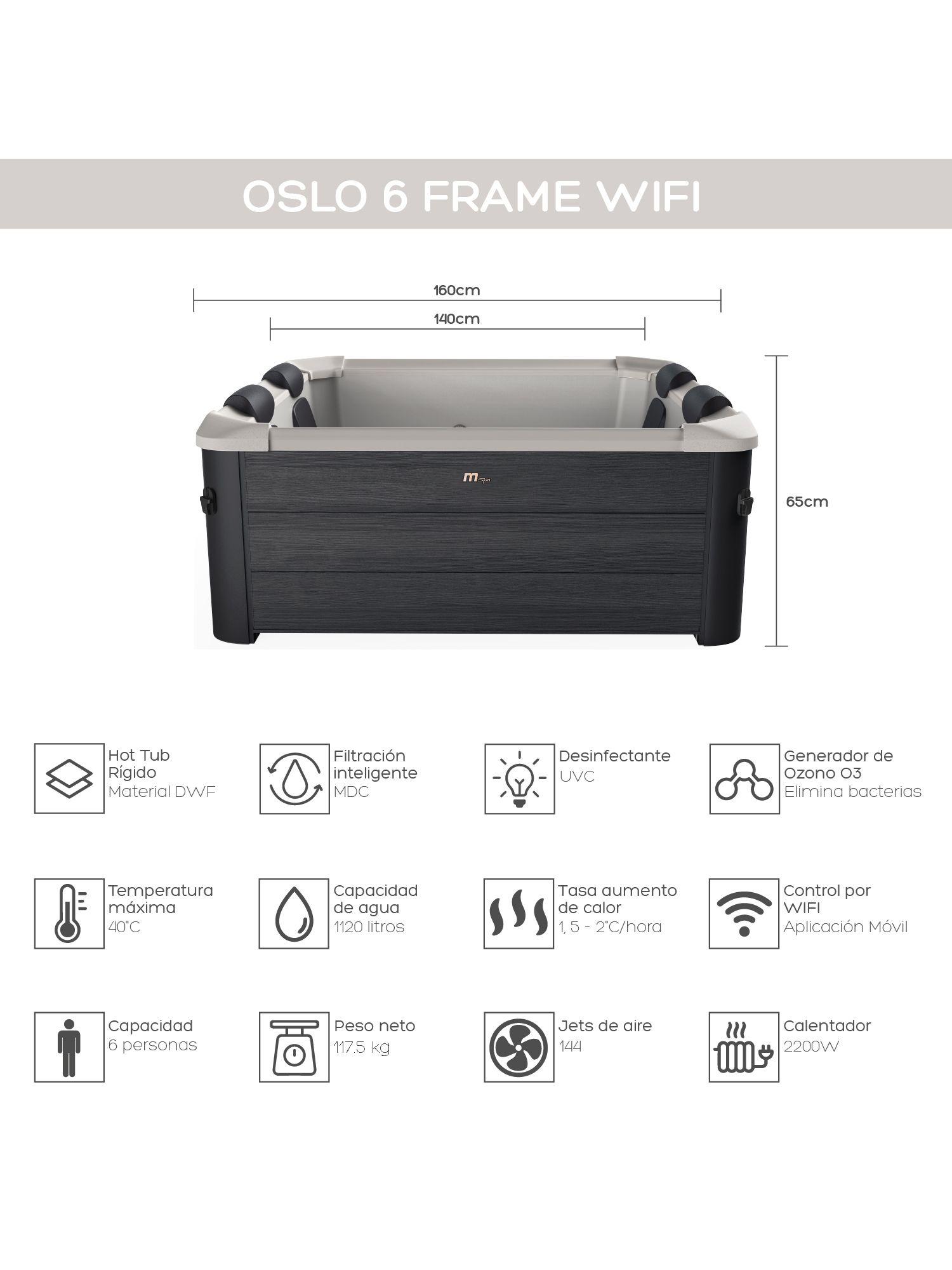 Hot Tub Rígido Oslo Frame WiFi Para 6 Personas MSpa-2