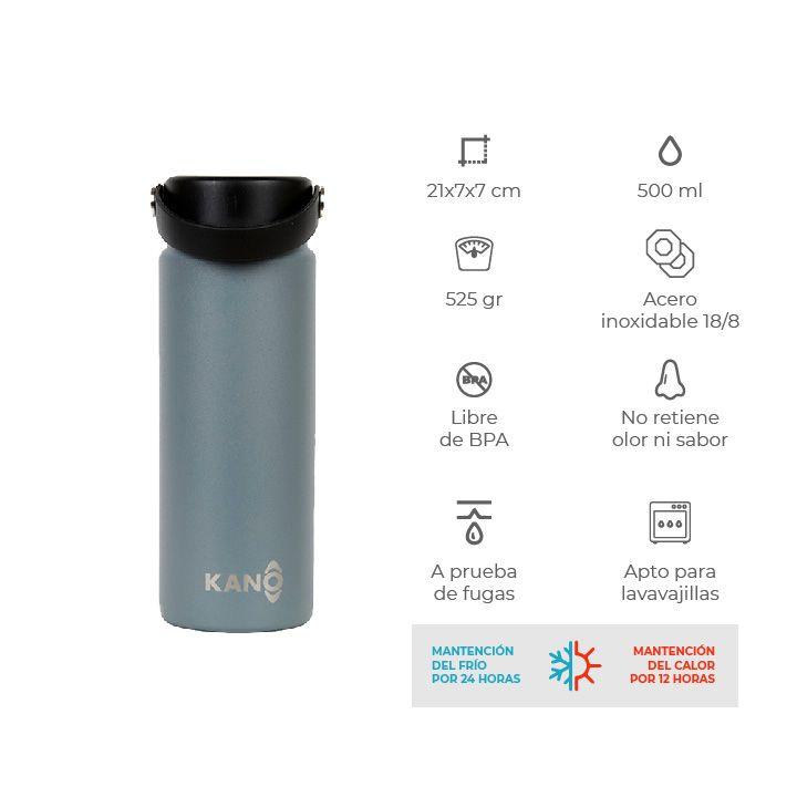 Botella Insulada Celeste 500ml / Botella Agua Kano-2