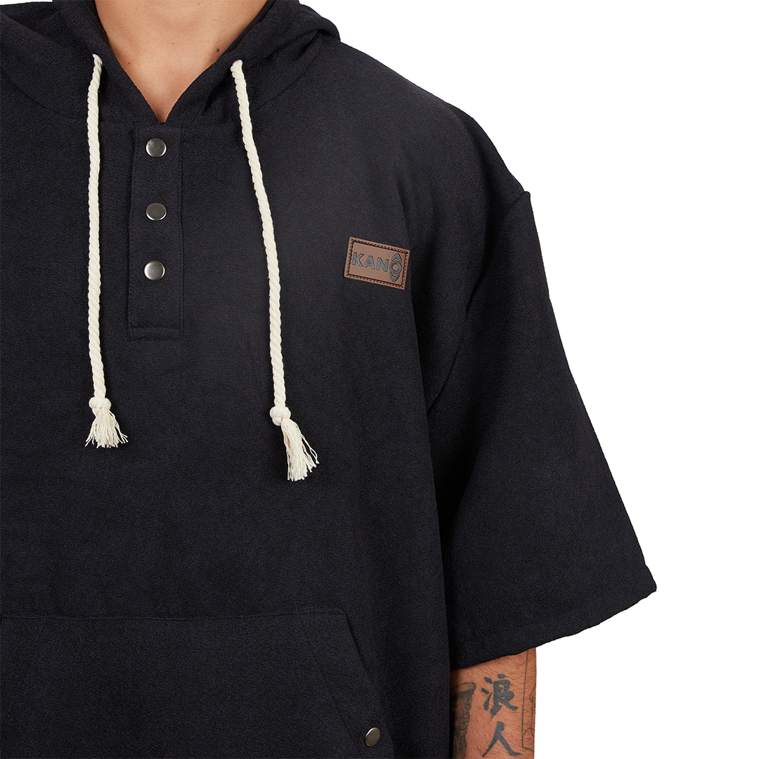 Poncho Reciclado Negro / Poncho Surf Kano-1