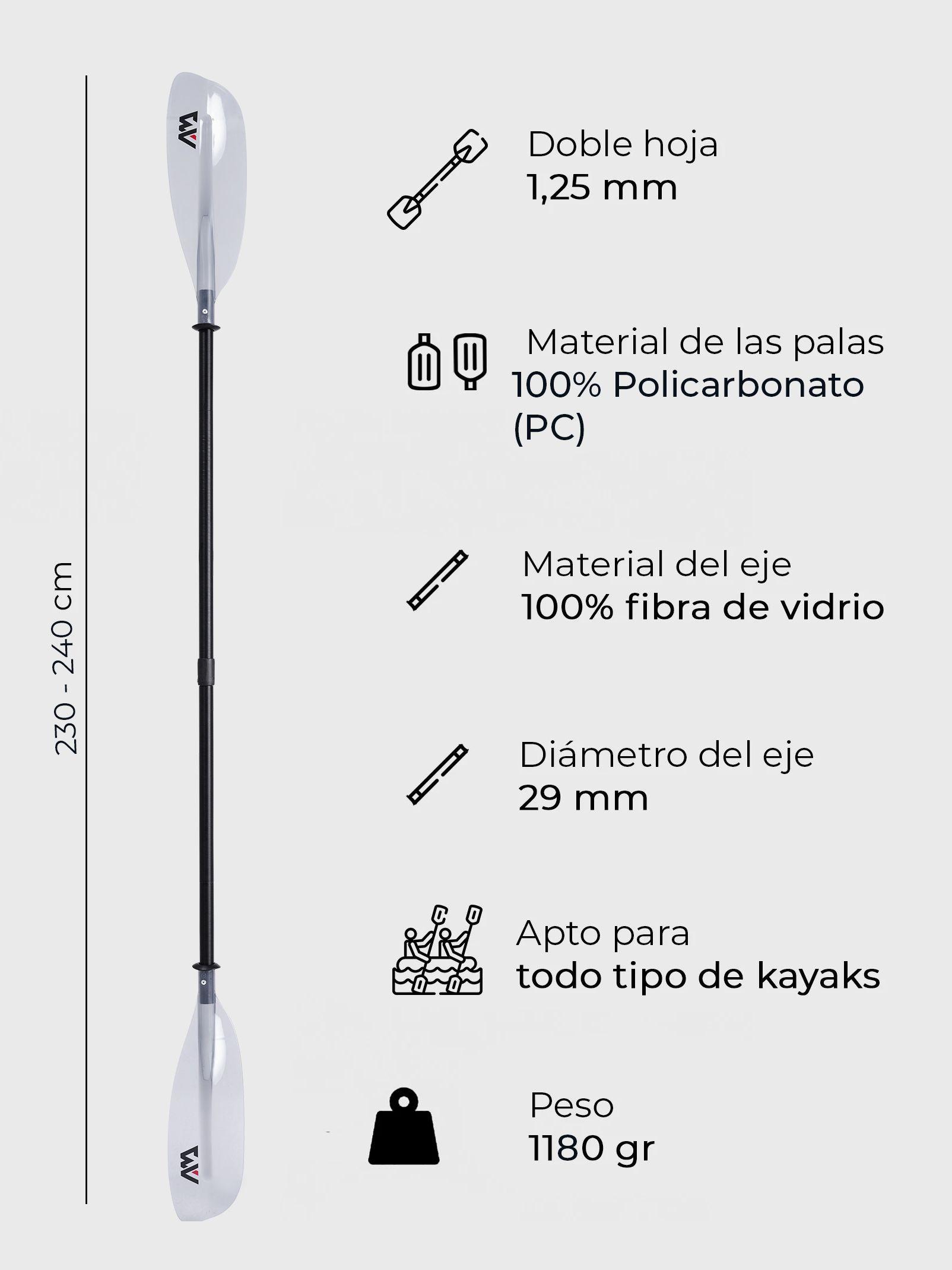 Remo Kayak Desarmable AquaMarina KP-2 Palas Transparentes-2