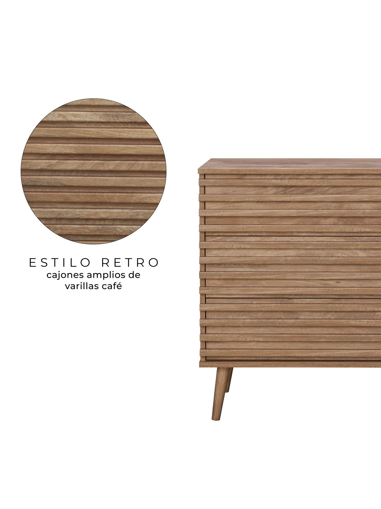 Cómoda Cajonera Camden Relan Estilo Retro Con 3 Cajones de Varillas-3