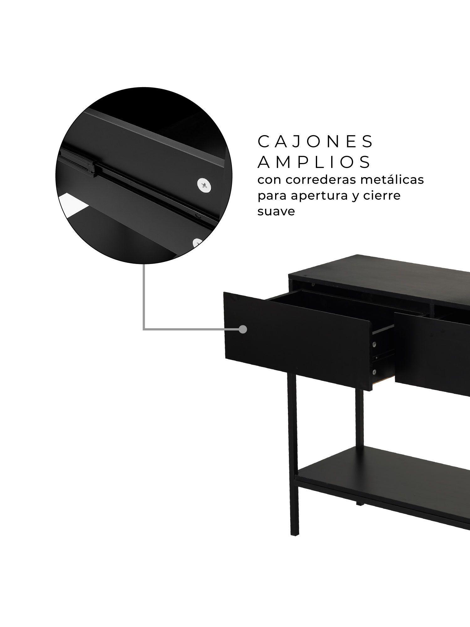 Mesa Arrimo Edge Relan Mueble Recibidor Con 2 Cajones y Estante-4