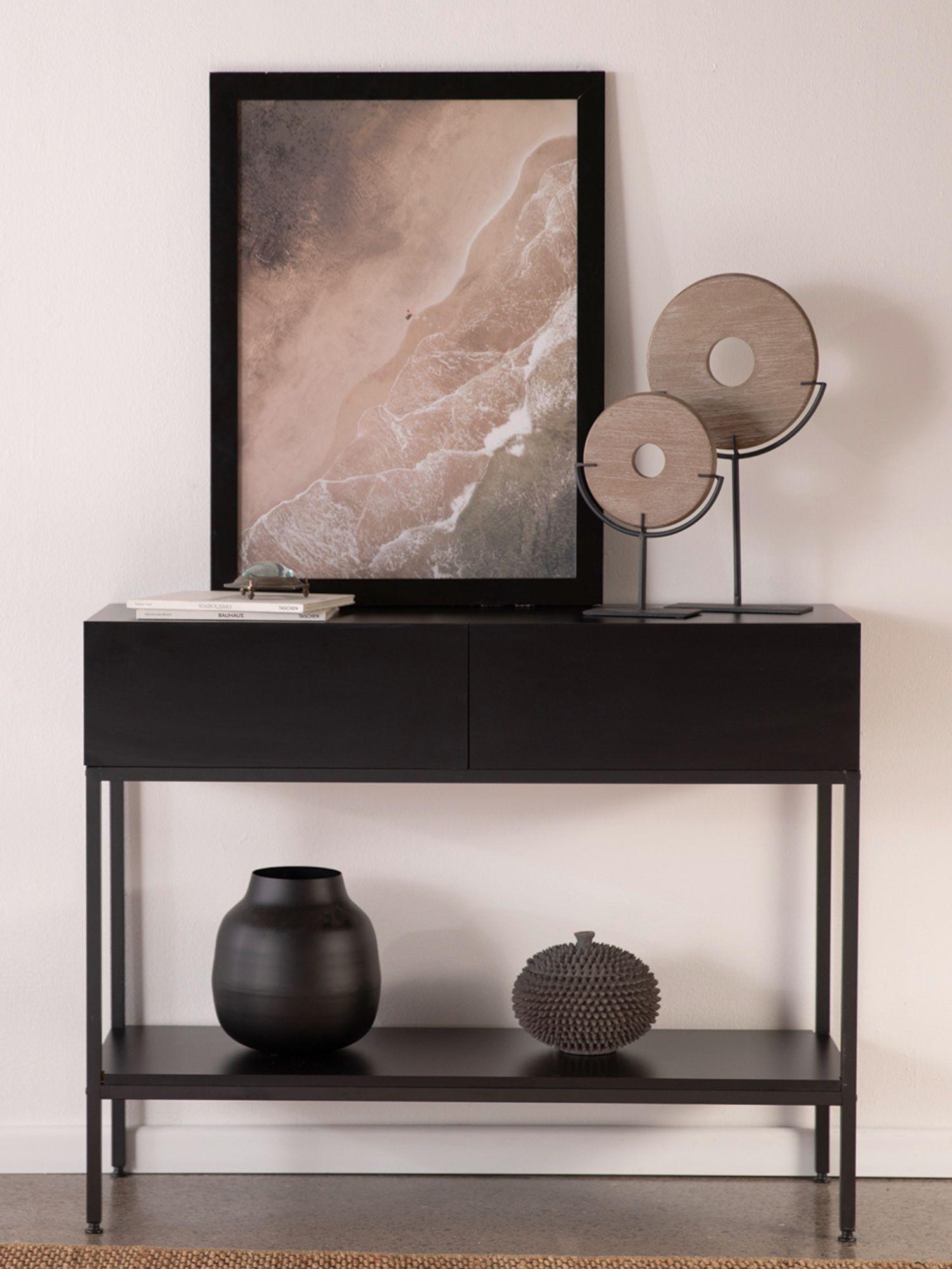 Mesa Arrimo Edge Relan Mueble Recibidor Con 2 Cajones y Estante-6