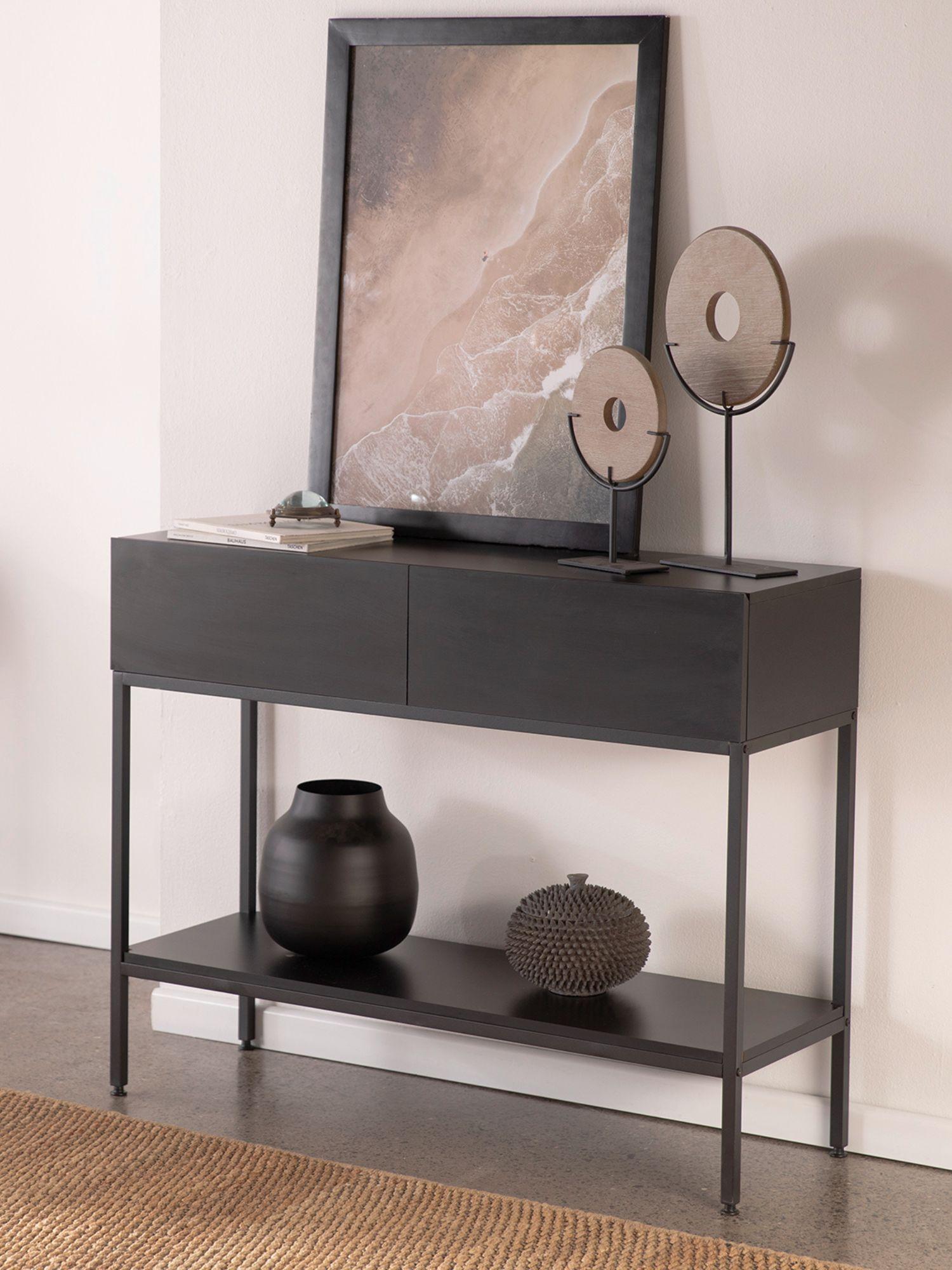 Mesa Arrimo Edge Relan Mueble Recibidor Con 2 Cajones y Estante-7