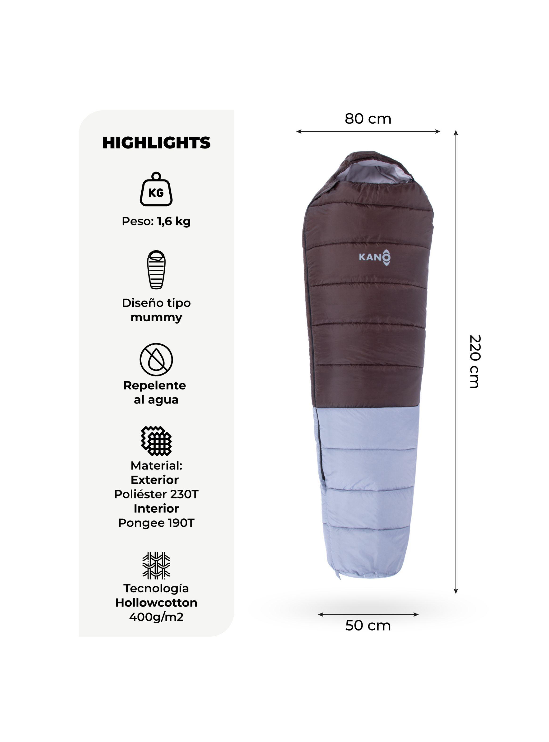 Saco de Dormir Kano Aconcagua  -4 / 0 / 8°C 1,6 Kg  Marron-2