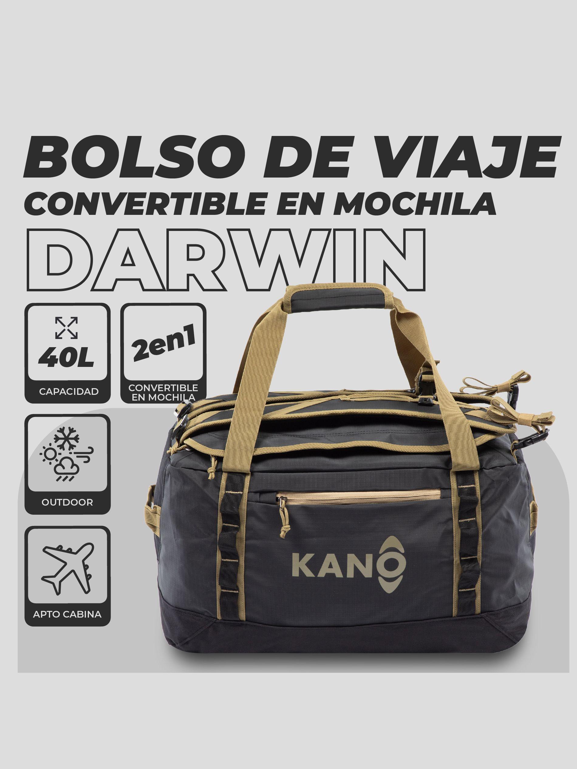 Bolso Mochila Impermeable 40L Kano Darwin Bolso de Viaje Negro/Beige-3